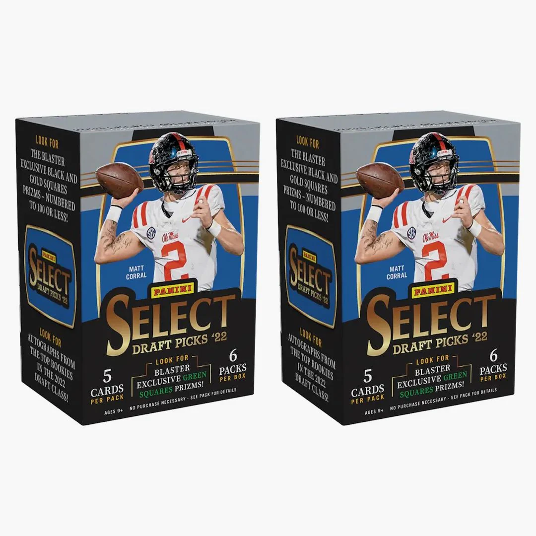 2022 Panini Select Draft Picks Collegiate Football Fanatics Exclusive Blaster Box (green Squares Prizms) 2x Lot