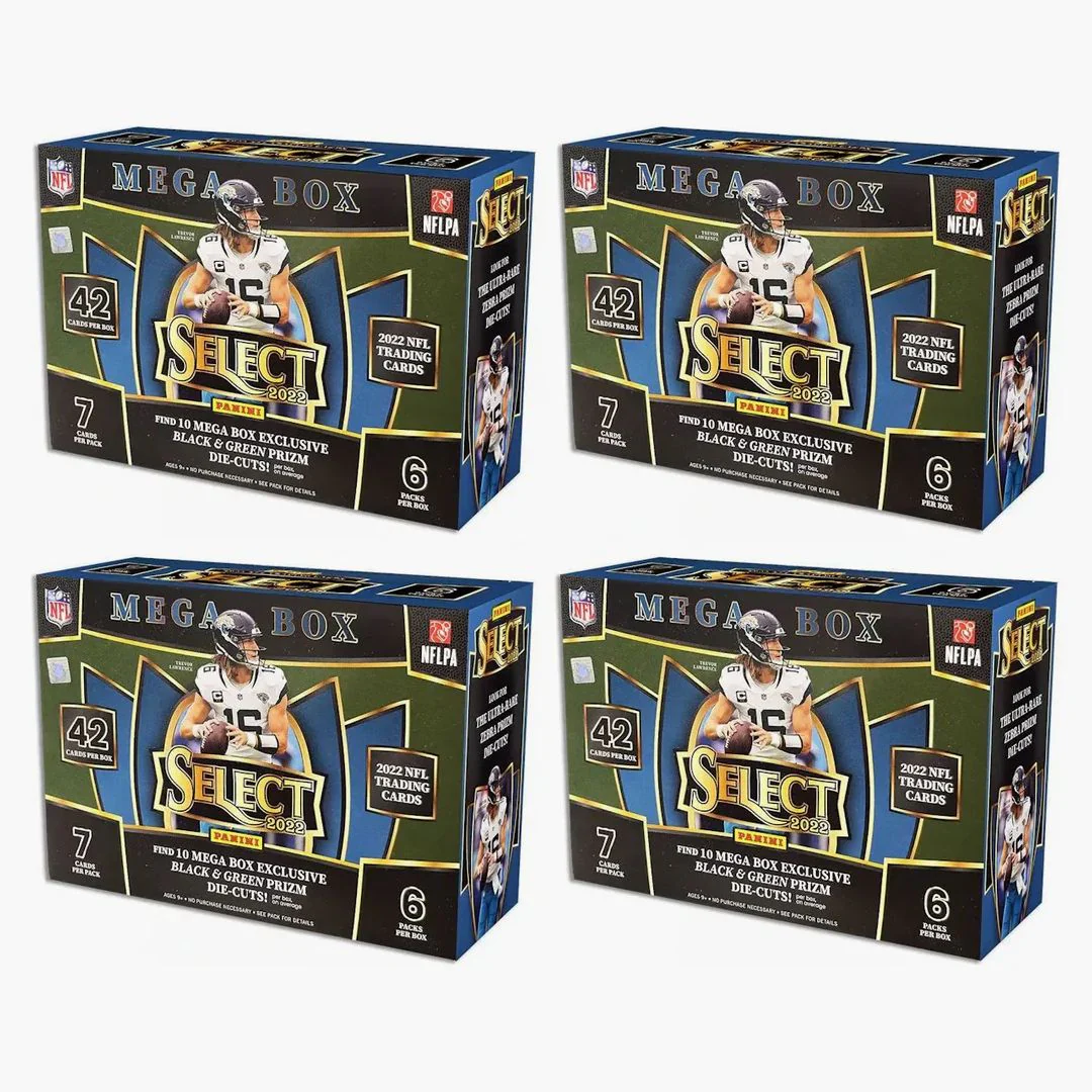 2022 Panini Select Football Mega Box (black & Green Prizms) 4x Lot