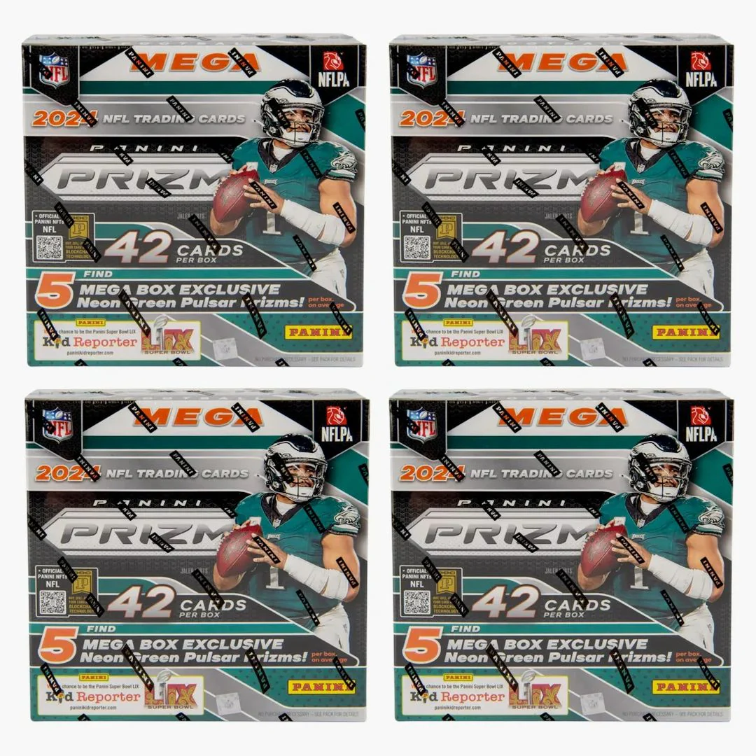 2024 Panini Prizm Nfl Mega Box (neon Green Pulsar Prizms) 4x Lot