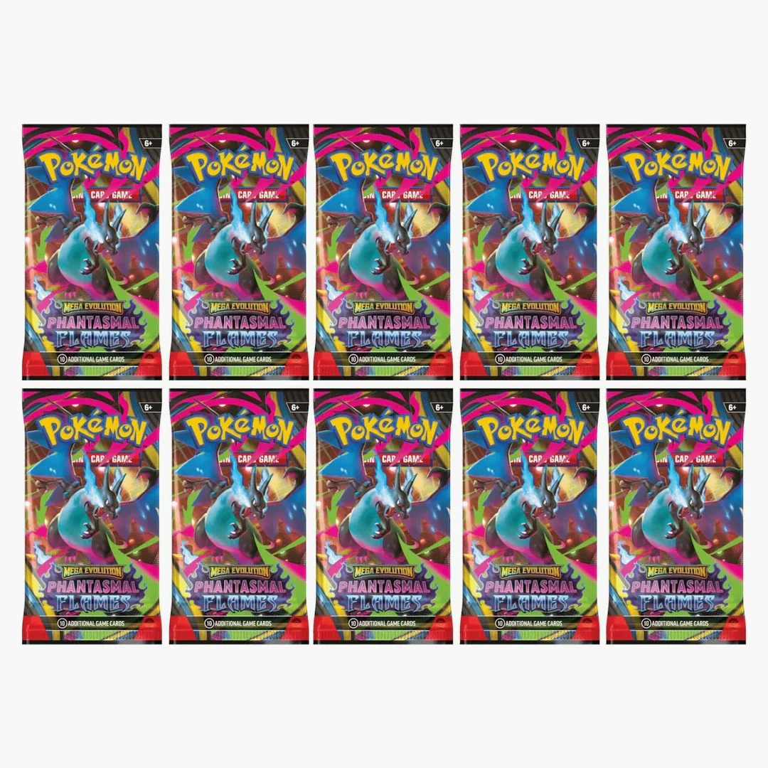 2025 Pokémon Mega Evolution Phantasmal Flames Mega Charizard X Booster Pack 10x Lot