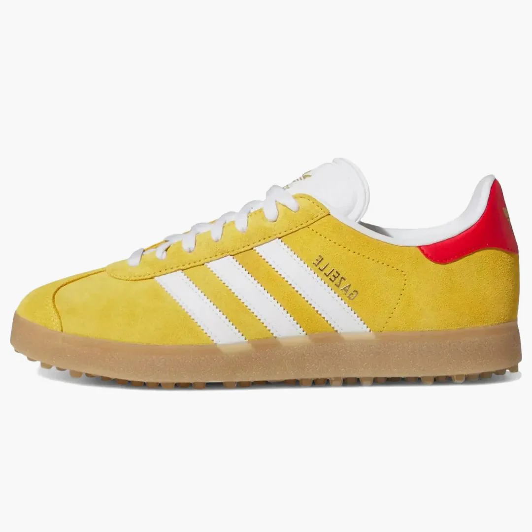 Adidas Gazelle Spikeless Golf Bold Gold White Better Scarlet