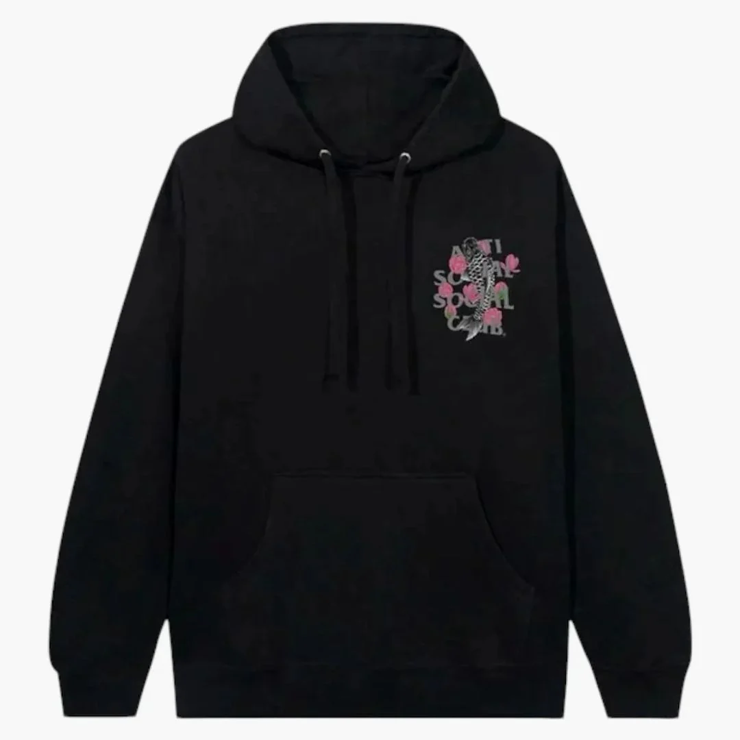 Anti Social Social Club 3m Reflective Japanese Koy Pullover Hoodie Black - Image 2