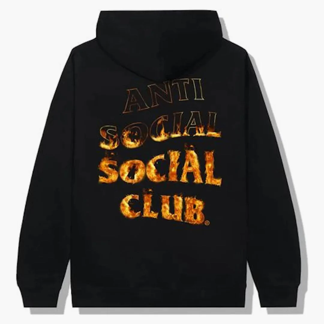 Anti Social Social Club A Fire Inside Flame Hoodie Black