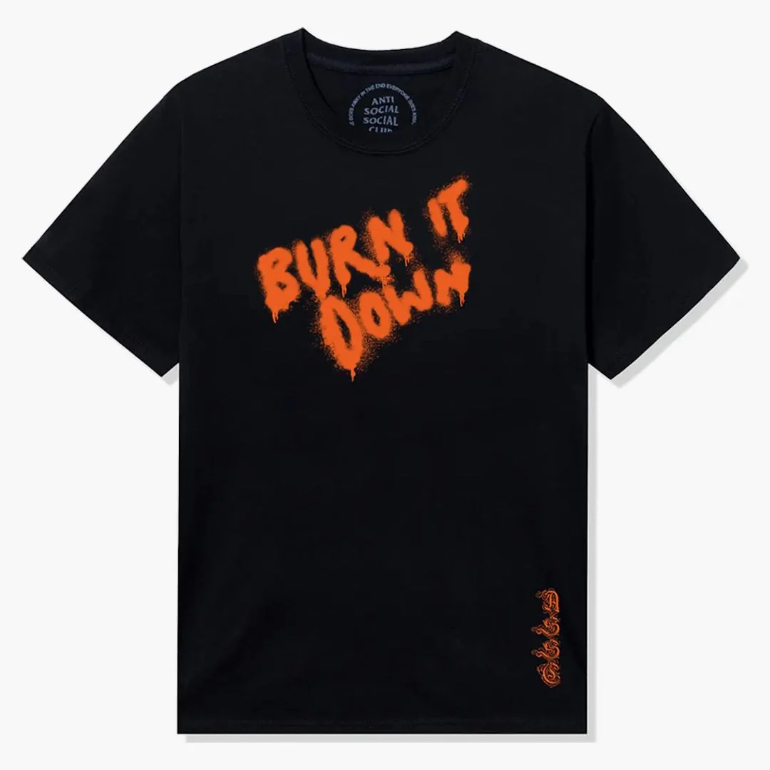 Anti Social Social Club Burn It Down Tee Black/orange - Image 2