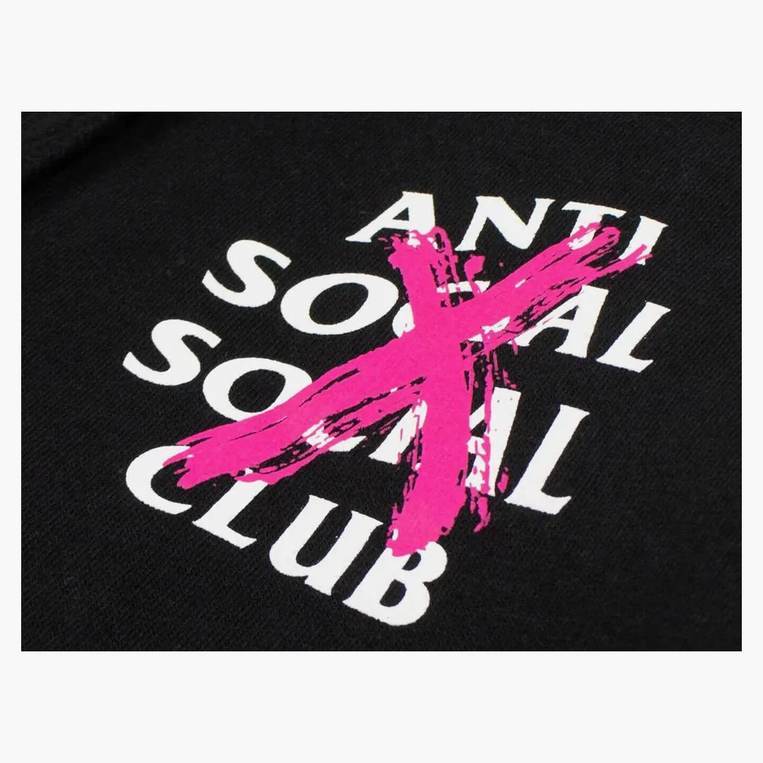 Anti Social Social Club Cancelled Hoodie Black (pink X) - Image 3