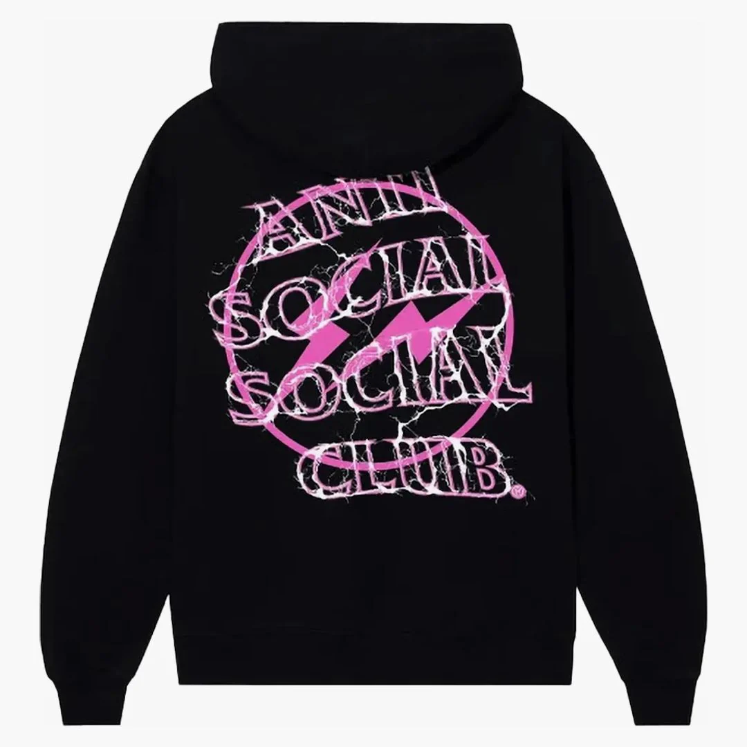Anti Social Social Club Fragment Bolt Hoodie Black/pink - Image 2