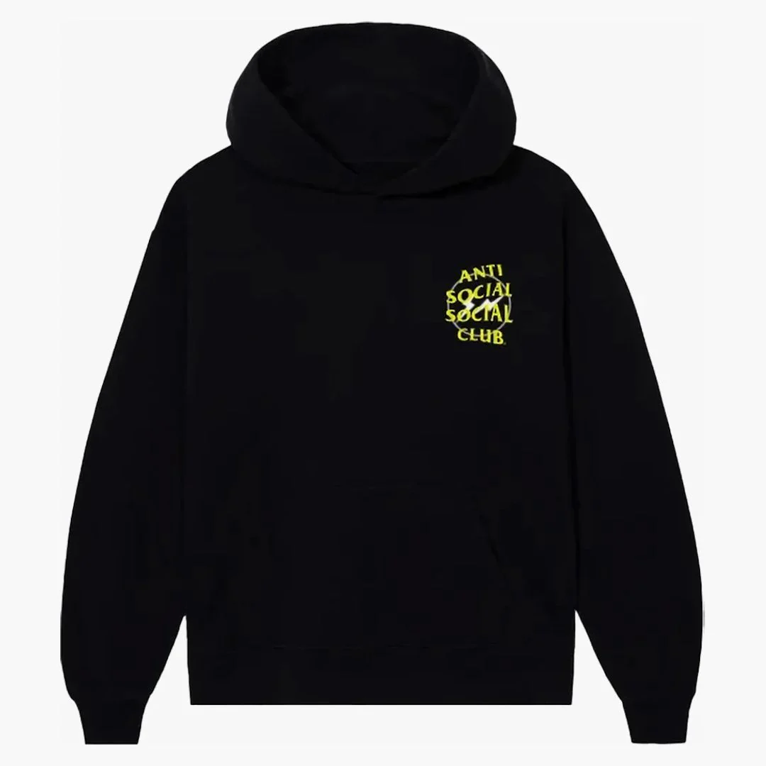 Anti Social Social Club Fragment Half Tone Hoodie Black/yellow - Image 2