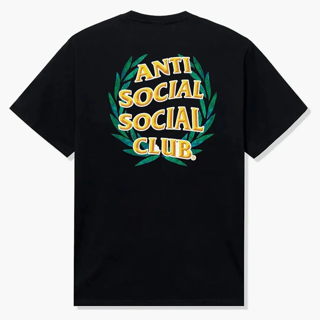 Anti Social Social Club Laurel Logo Flip Tee Black - Image 2