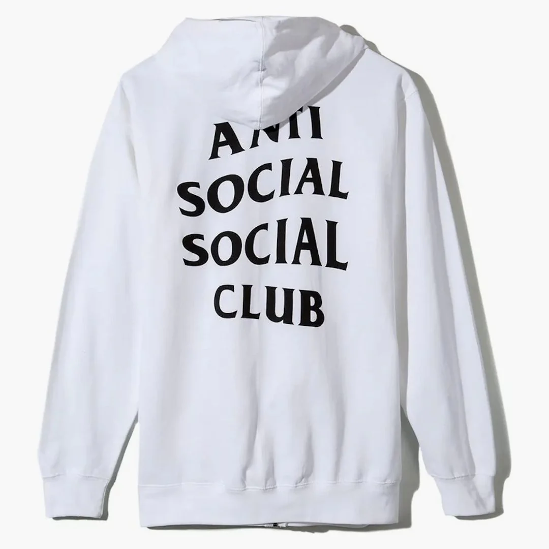 Anti Social Social Club Masochism Zip Up Hoodie White - Image 2