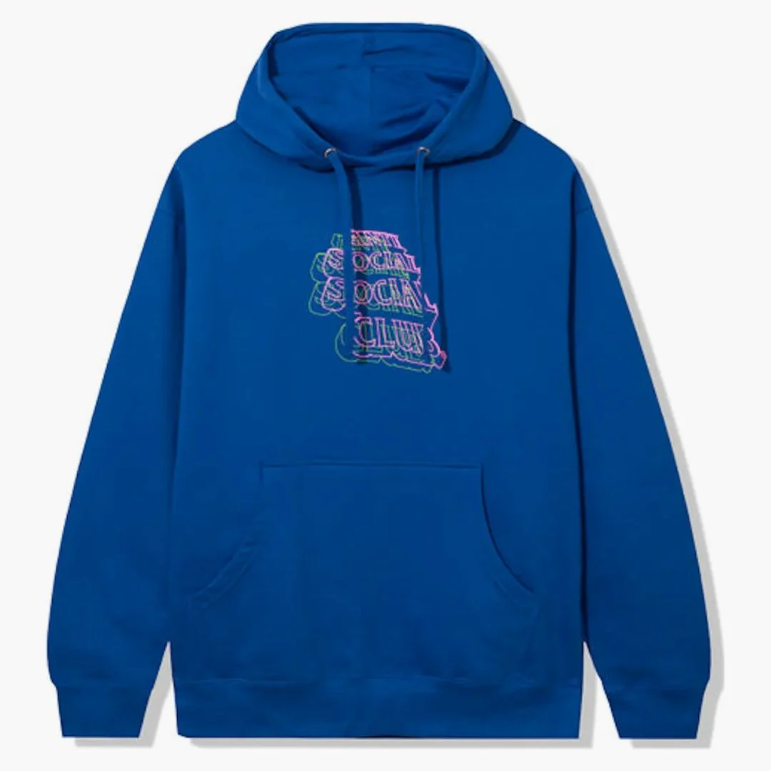 Anti Social Social Club Neon Lights And A Lot Of Rain Hoodie Blue - Image 2