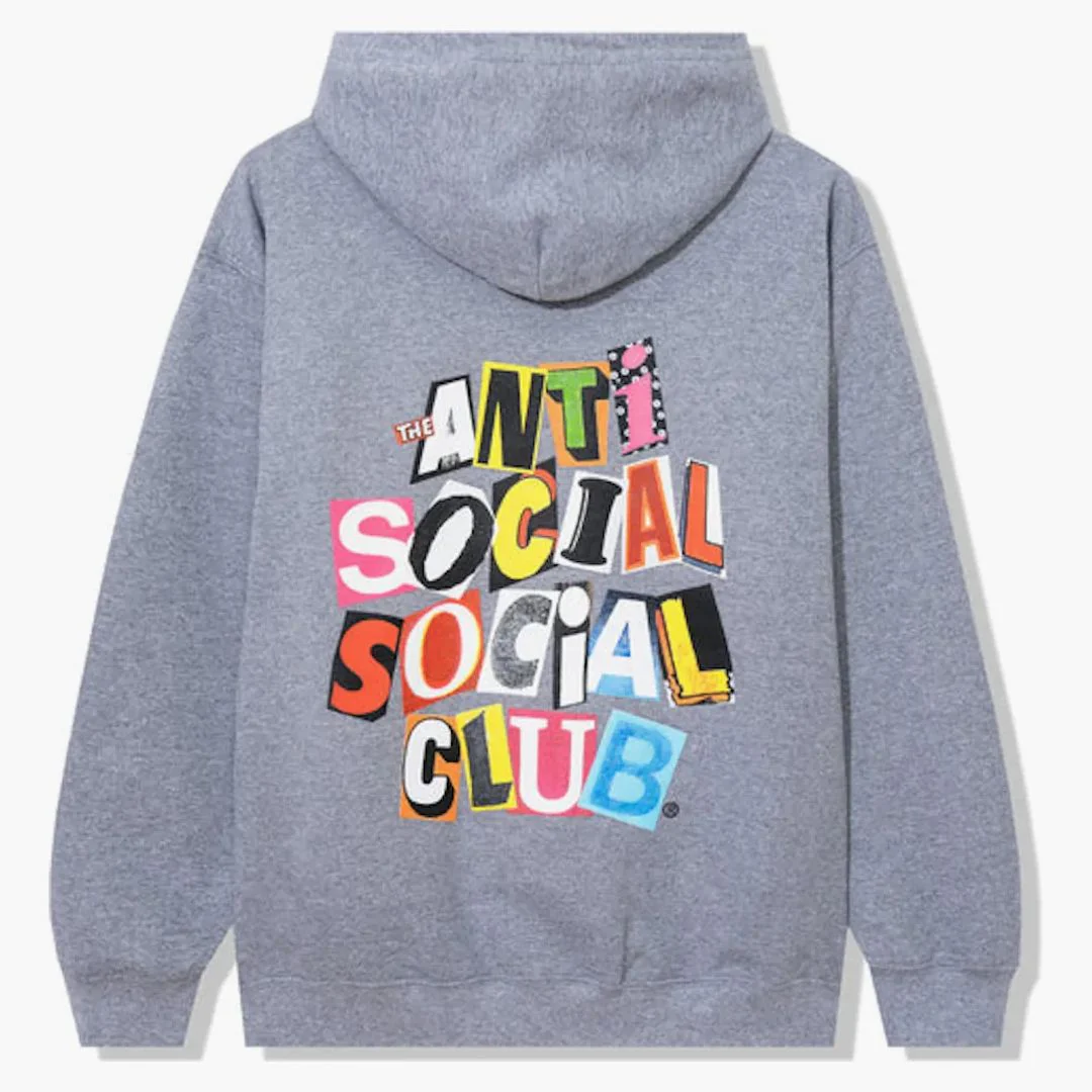 Anti Social Social Club Torn Pages Of Our Story Zip Up Hoodie Heather Grey - Image 2