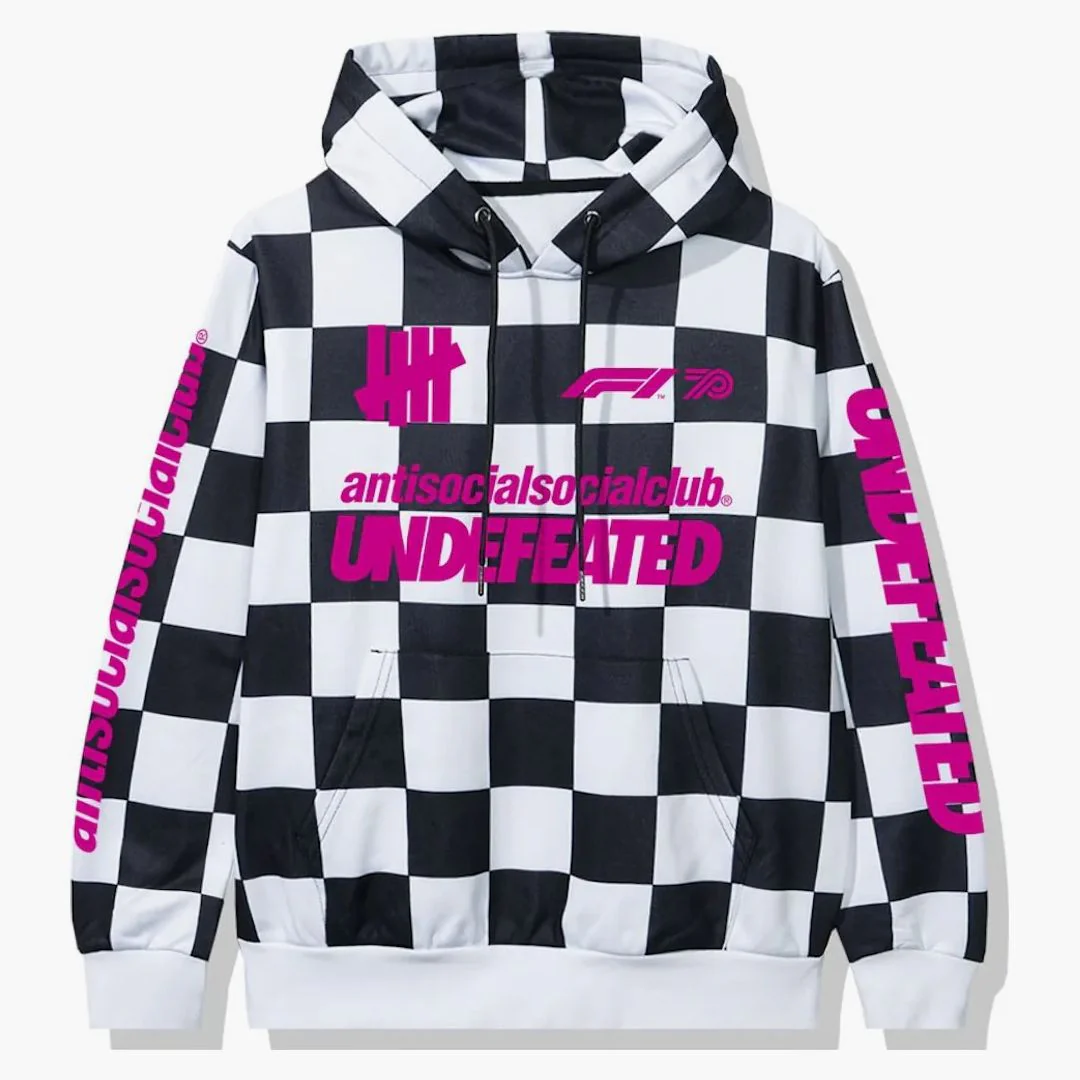 Anti Social Social Club Undftd X F1 Hoodie Checkered - Image 2