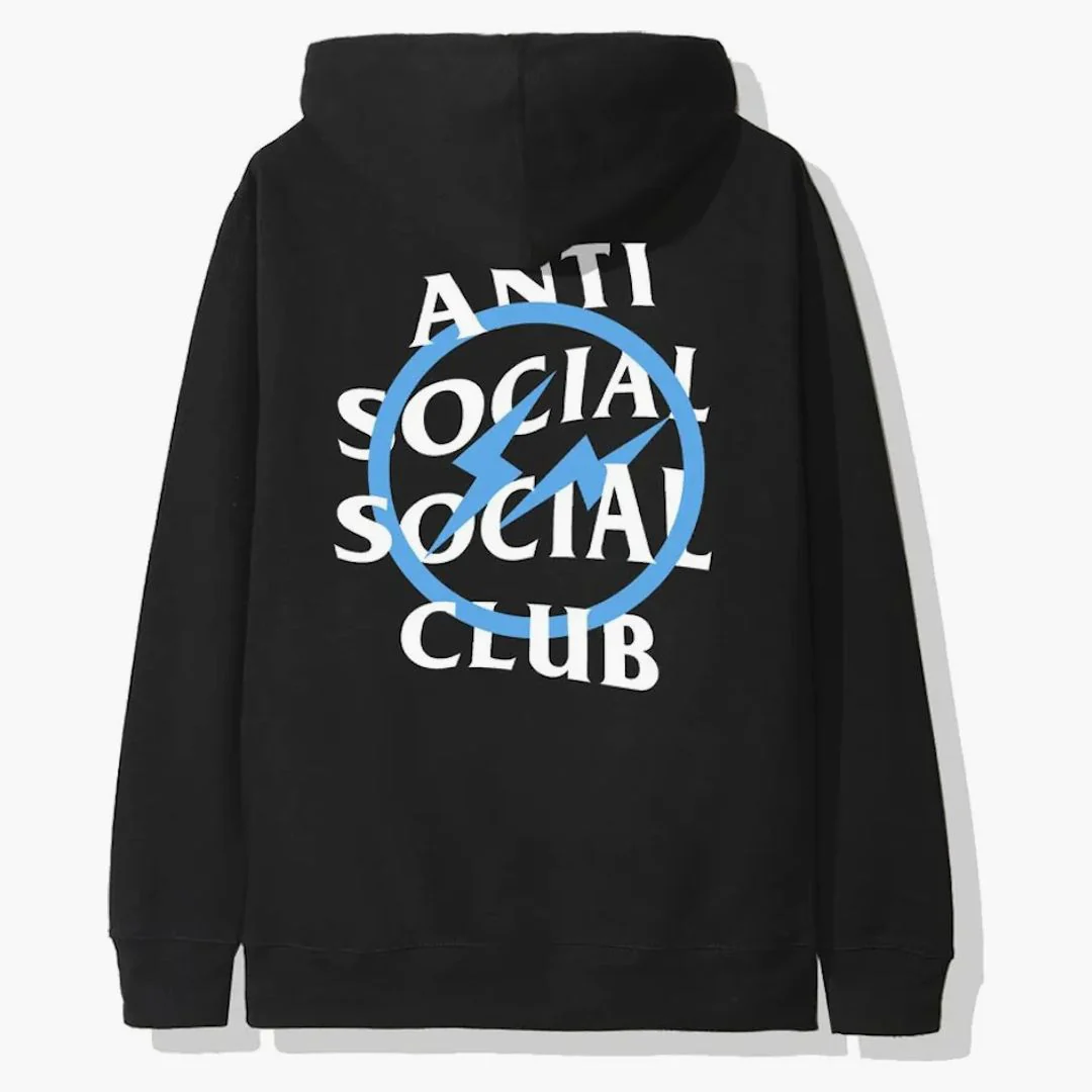 Anti Social Social Club X Fragment Blue Bolt Hoodie (fw19) Black - Image 2