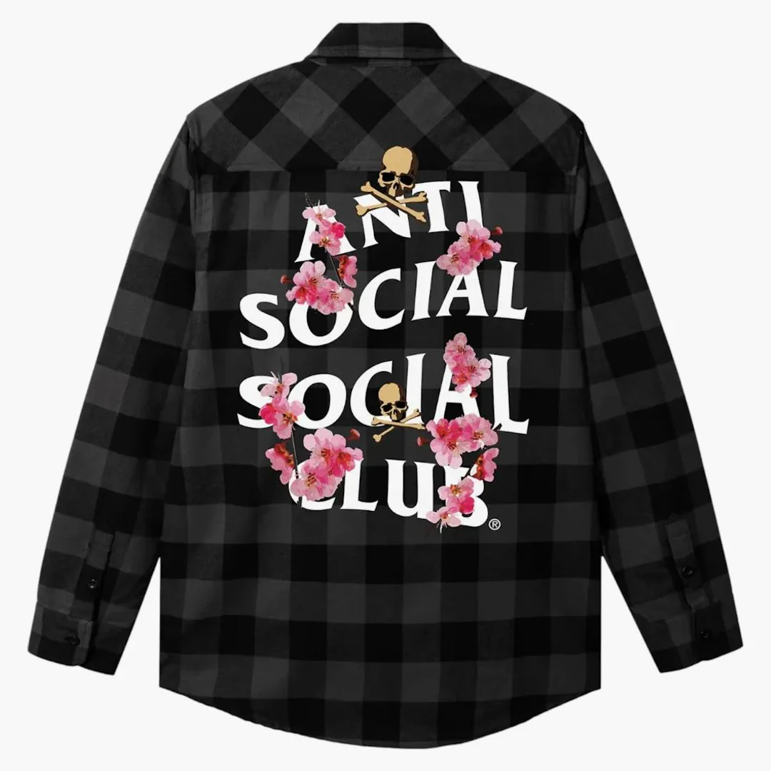 Anti Social Social Club X Mastermind Mmotch Flannel Charcoal/black - Image 2