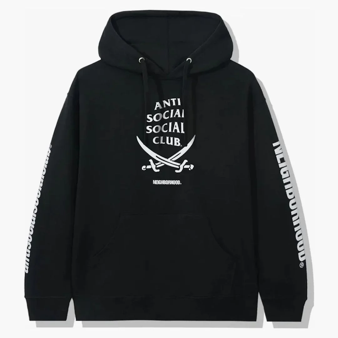 Anti Social Social Club X Neighborhood 6ix Black Hoodie Hoodie Black - Image 2