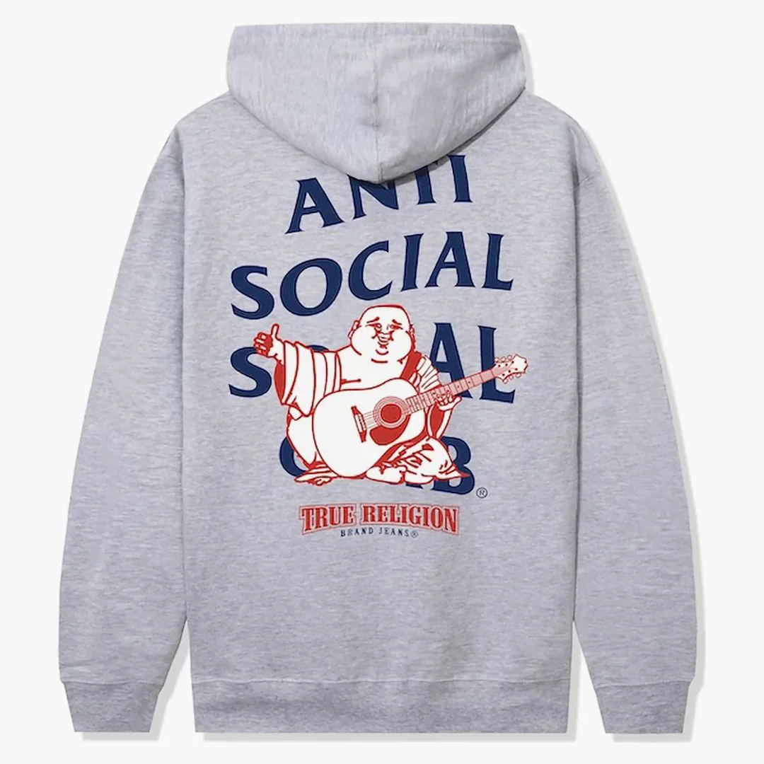 Anti Social Social Club X True Religion Anti-truth Premium Heavyweight Hoodie Grey