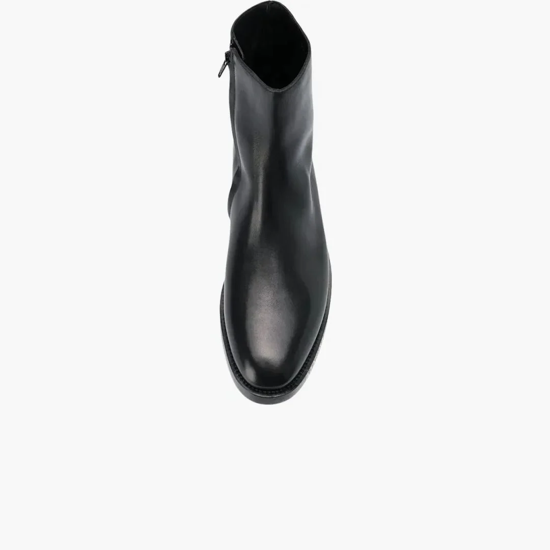 Balenciaga Leather Ankle Boot Black White Logo