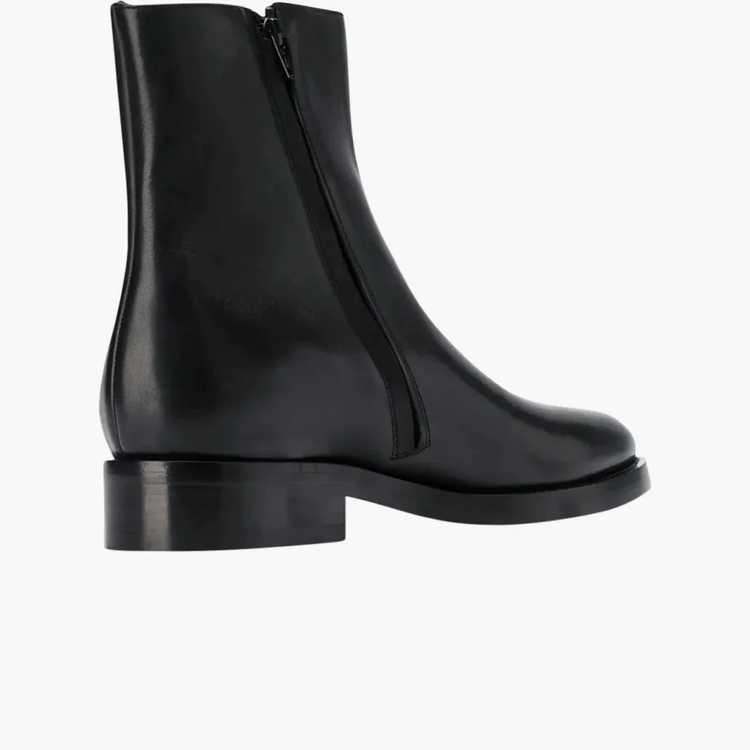 Balenciaga Leather Ankle Boot Black White Logo - Image 4