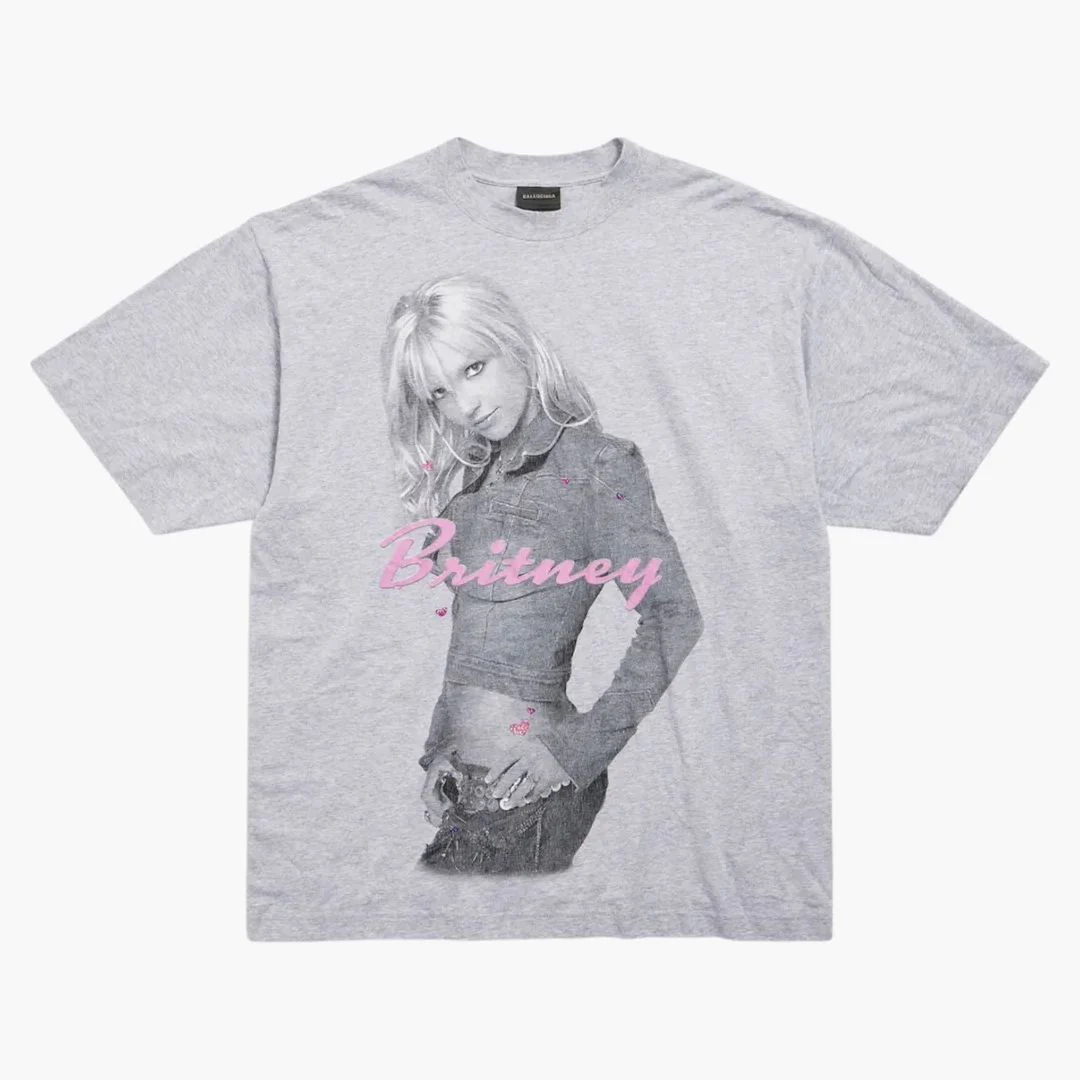 Balenciaga Music Britney Spears Series T-shirt Medium Fit Light Grey/pink