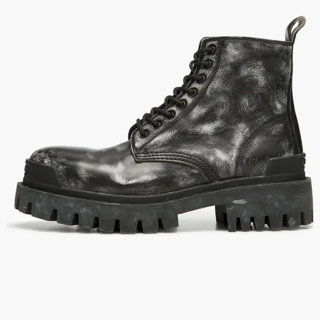 Balenciaga Strike Ankle Boots Black Leather