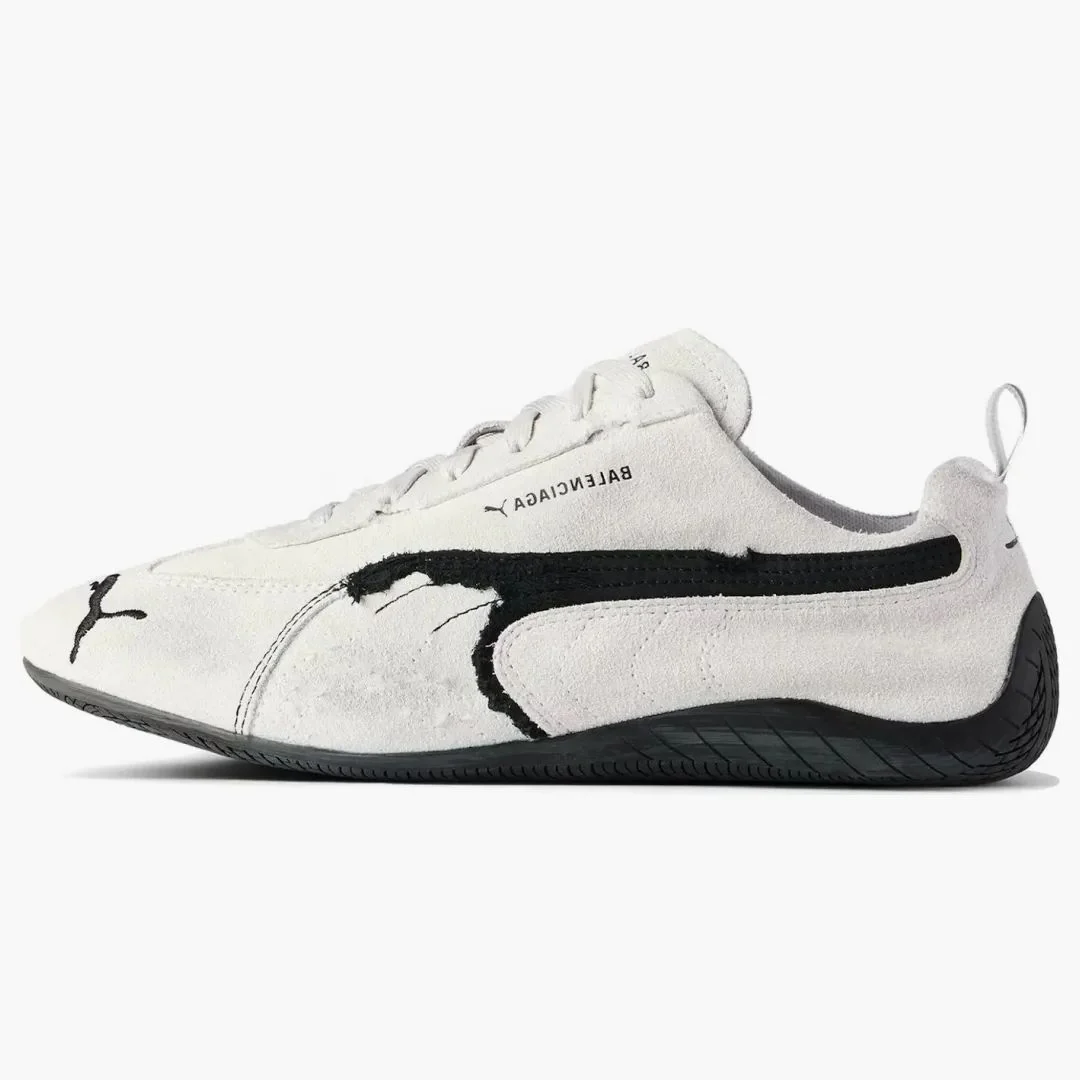 Balenciaga X Puma Speedcat Suede Distressed White Black