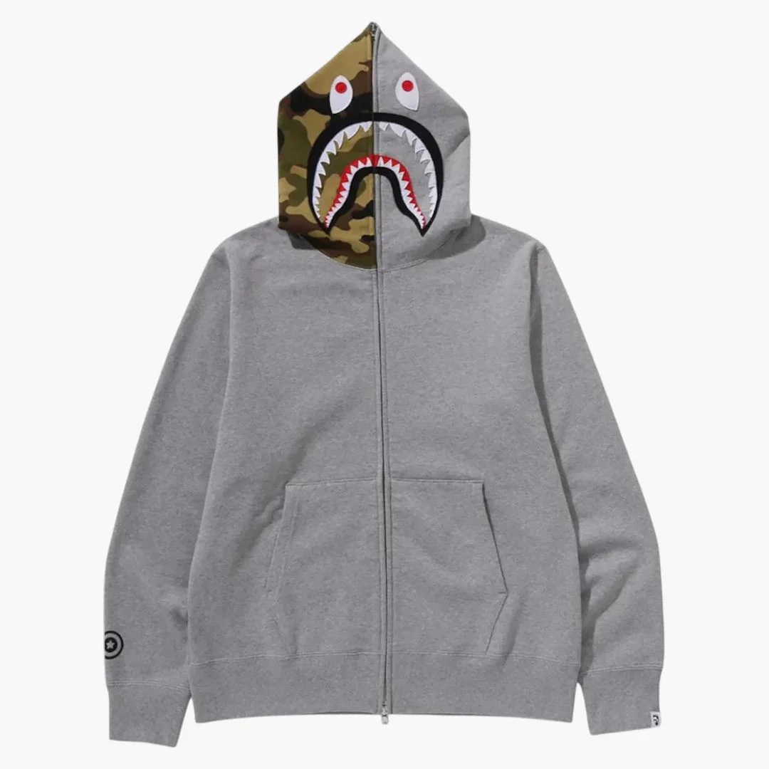 Bape 1st Shark Full Zip Hoodie Grey - Image 2