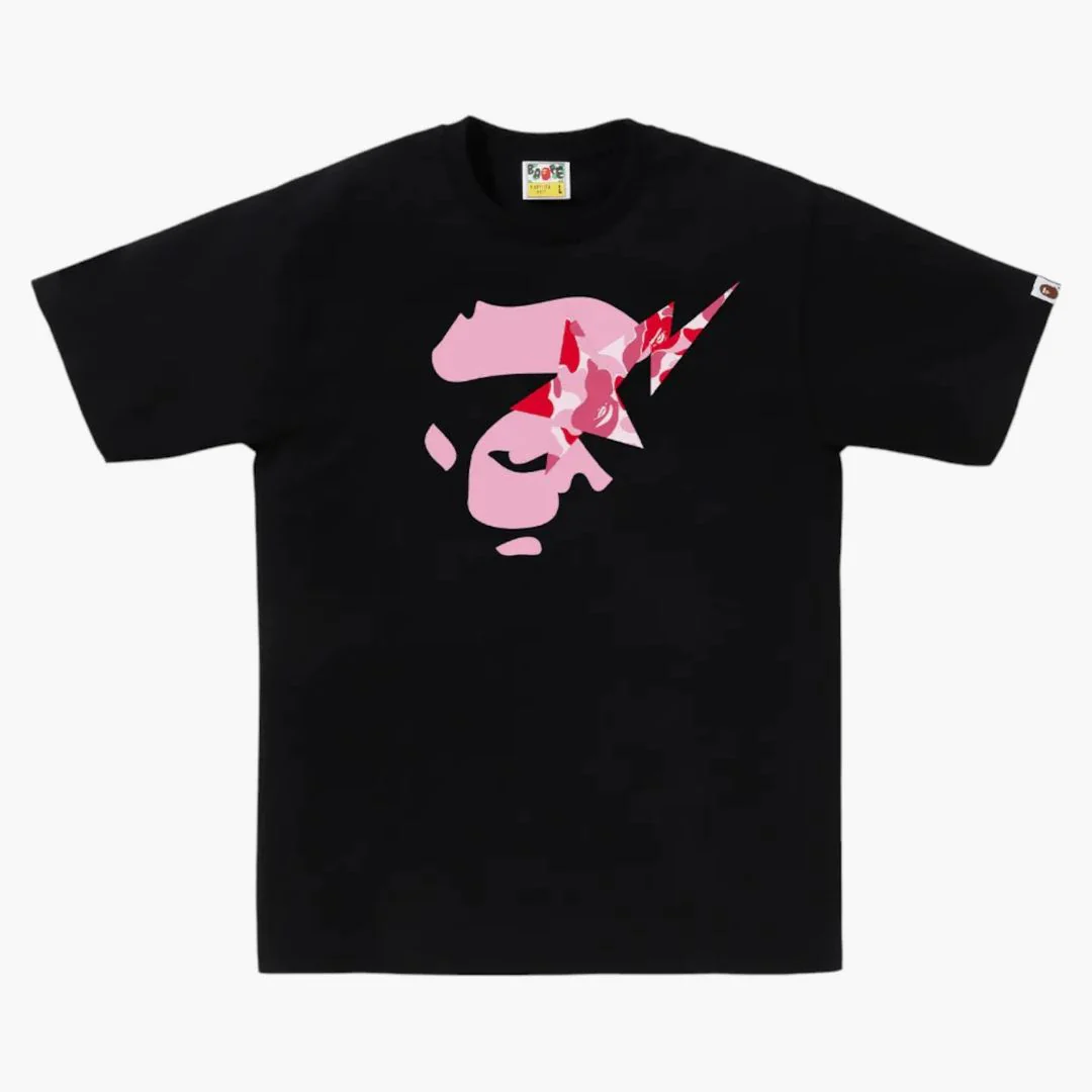 Bape Abc Camo Ape Face Sta Tee Black/pink