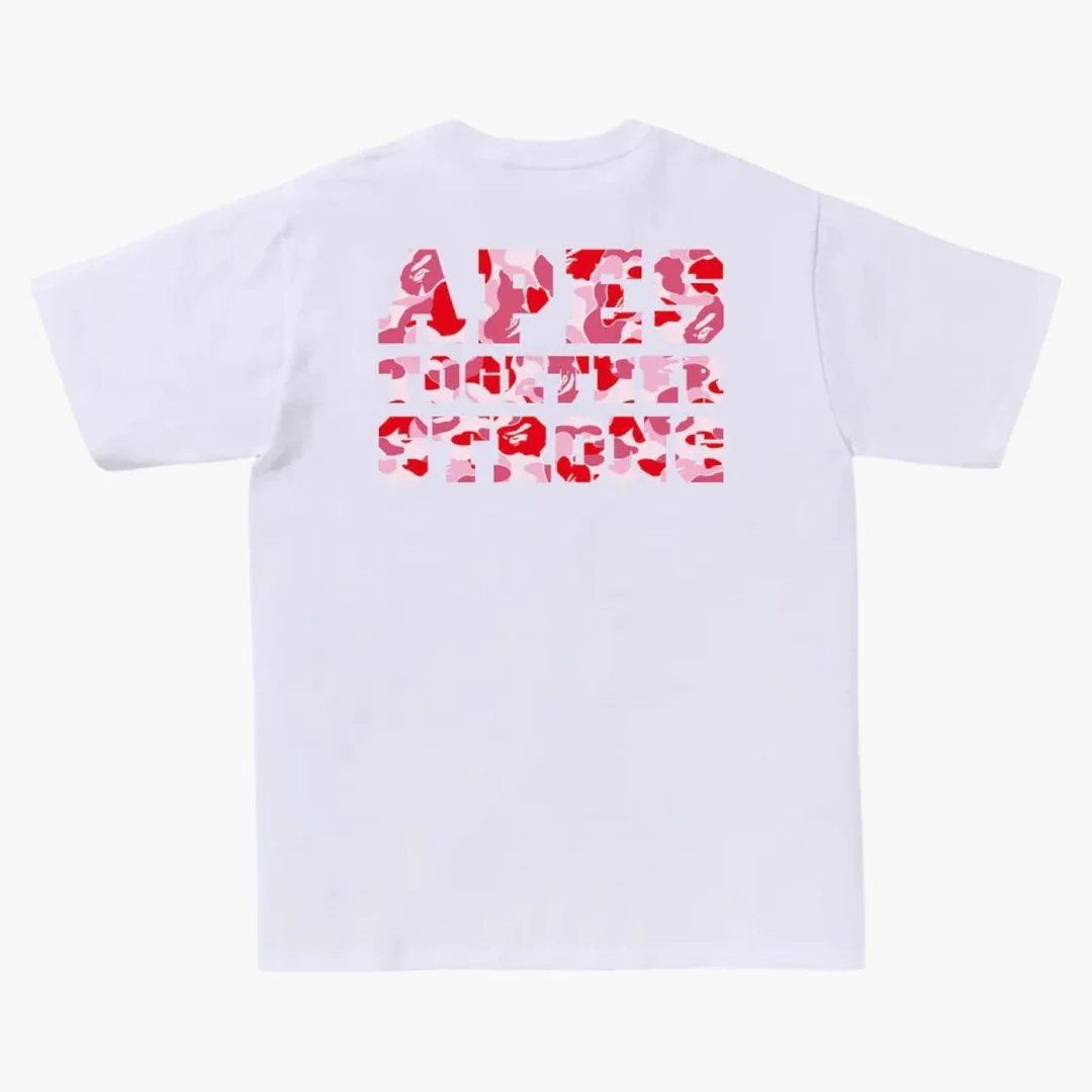 Bape Abc Camo College Ats Tee White/pink - Image 2