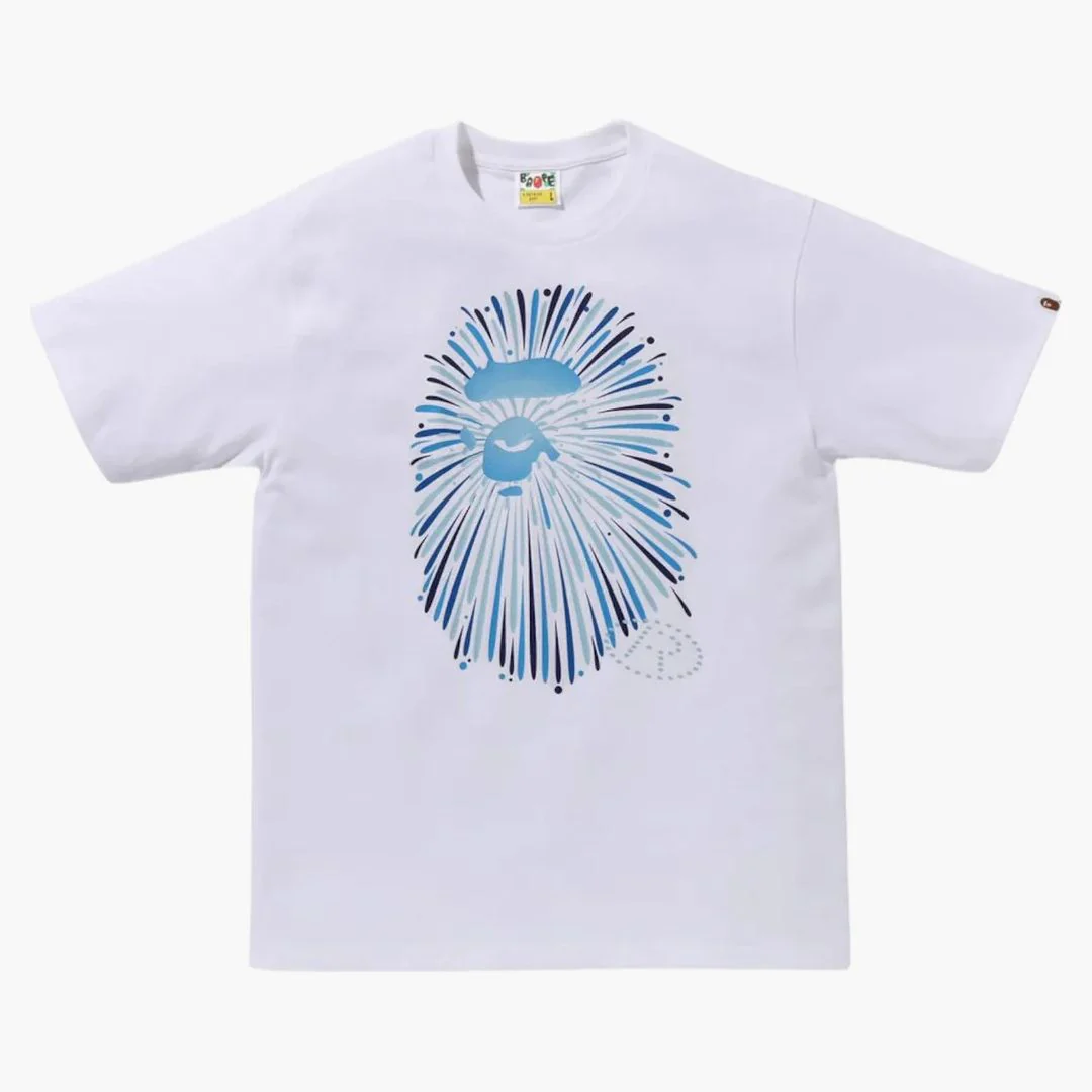 Bape Ape Head Firework I Tee White/blue - Image 2