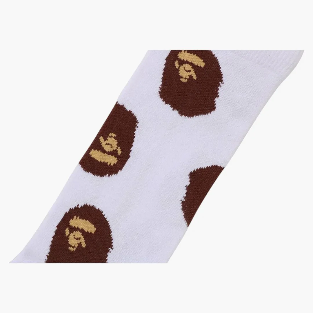 Bape Ape Head Pattern Socks (fw25) White - Image 2