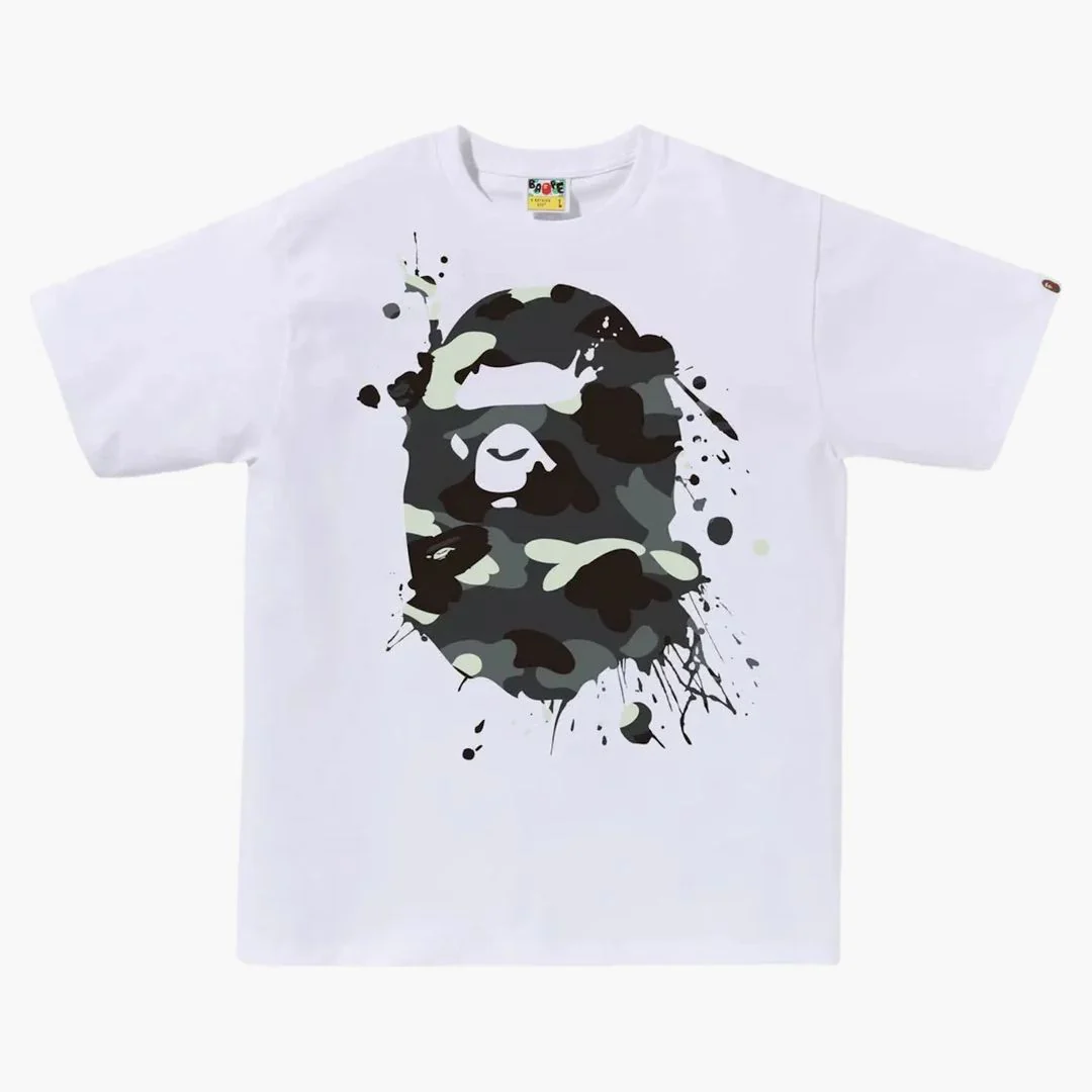 Bape City Camo Painting Ape Head Tee White