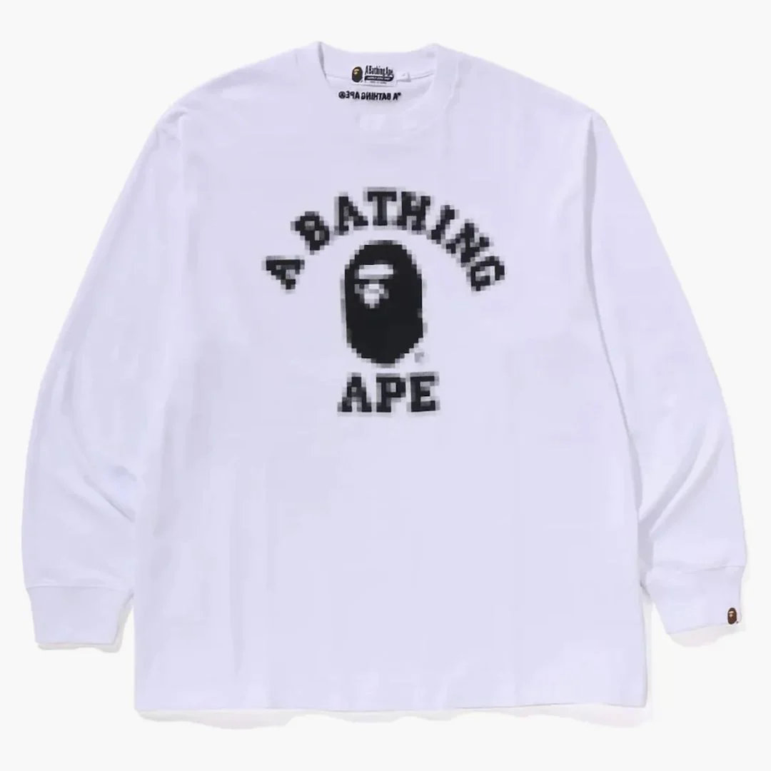 Bape College Relaxed Fit L/s Tee White