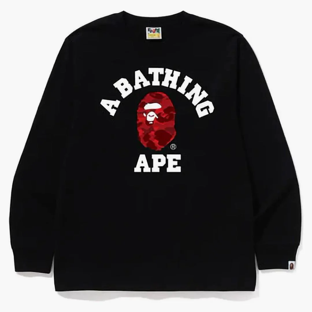 Bape Color Camo College L/s Tee (fw24) Black/red