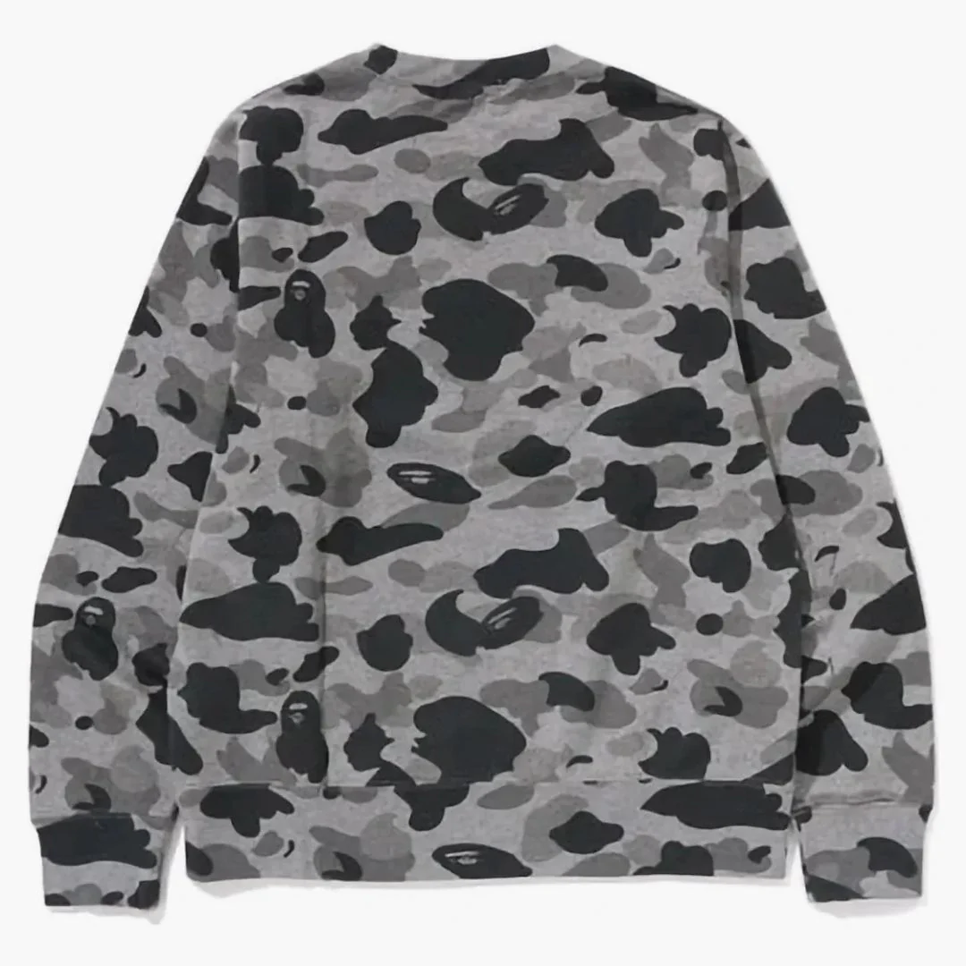 Bape Heather Gray Camo Ape Head One Point Crewneck Gray - Image 2