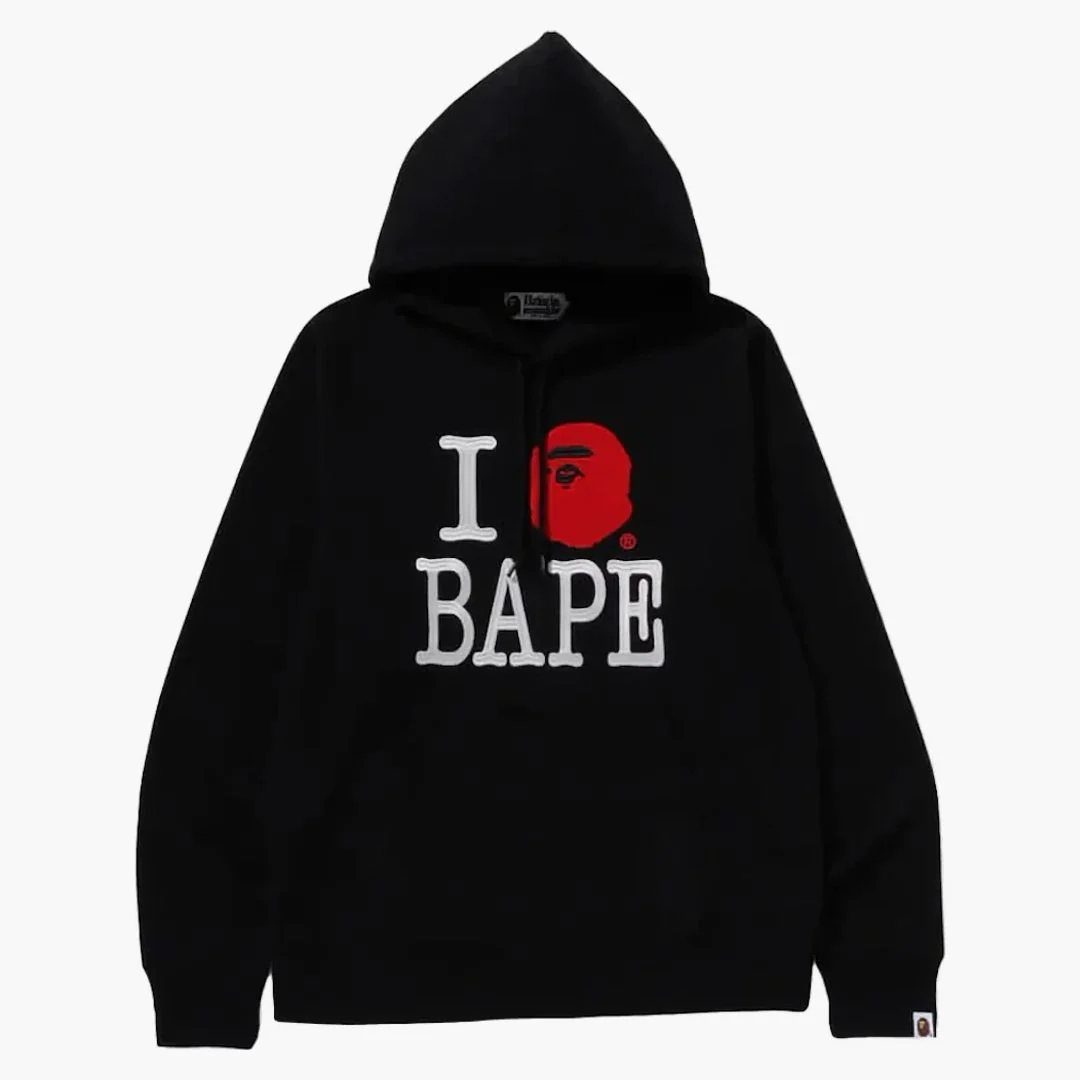 Bape I Love Bape Pullover Hoodie Black - Image 2