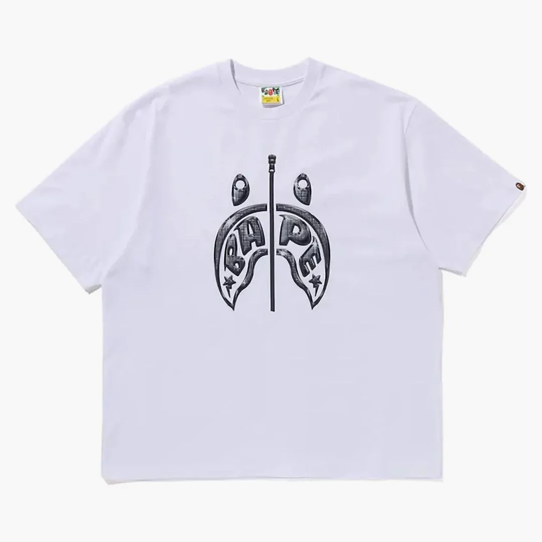 Bape Mad Shark Photo Print Relaxed Fit Tee White