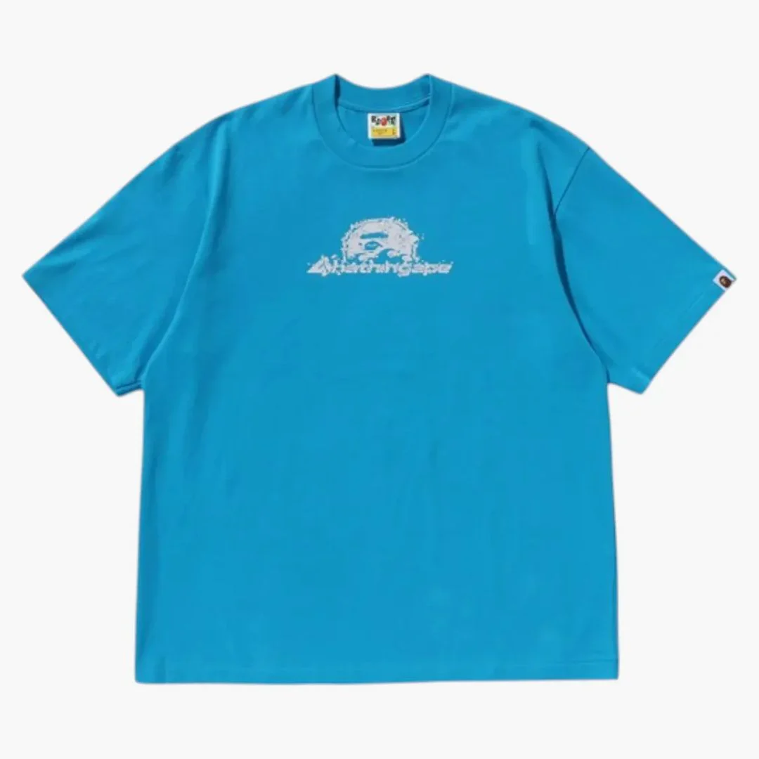 Bape Raindrop Ape Head Logo Relaxed Fit Tee Blue