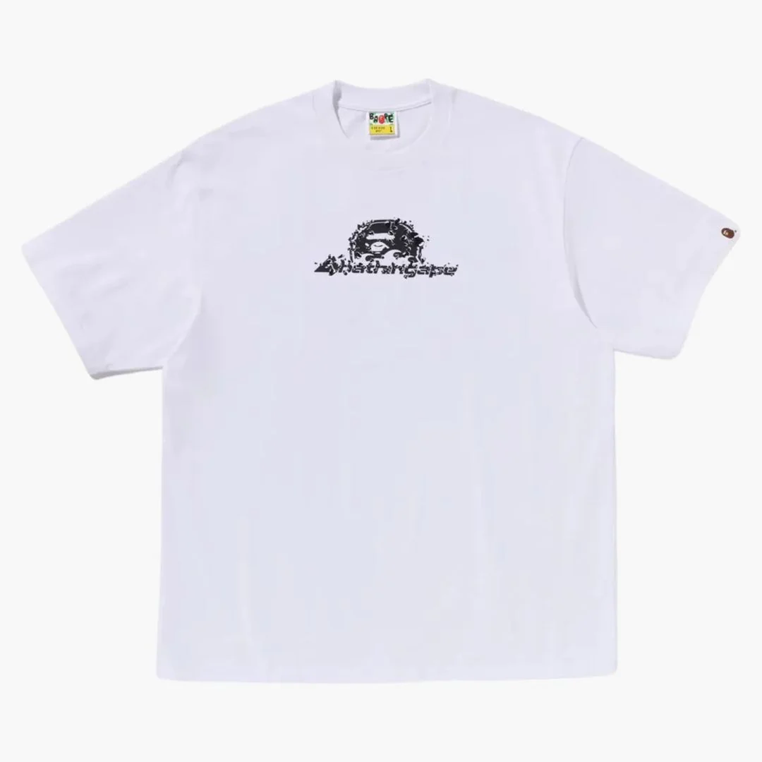 Bape Raindrop Ape Head Logo Relaxed Fit Tee White