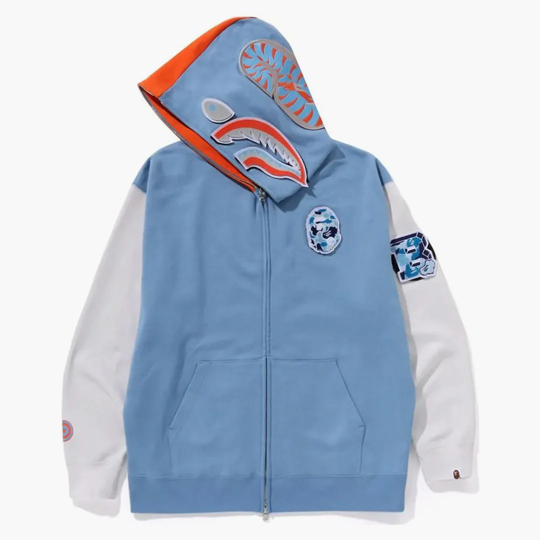 Bape Shark Full Zip Indonesia Hoodie Blue - Image 2