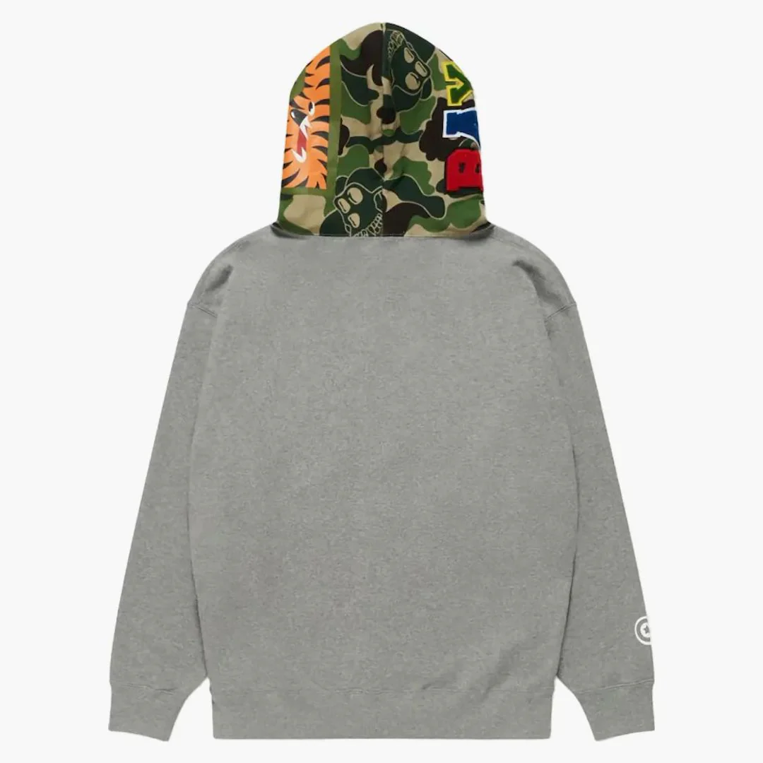 Bape X Bayc Shark Full Zip Hoodie Grey - Image 3