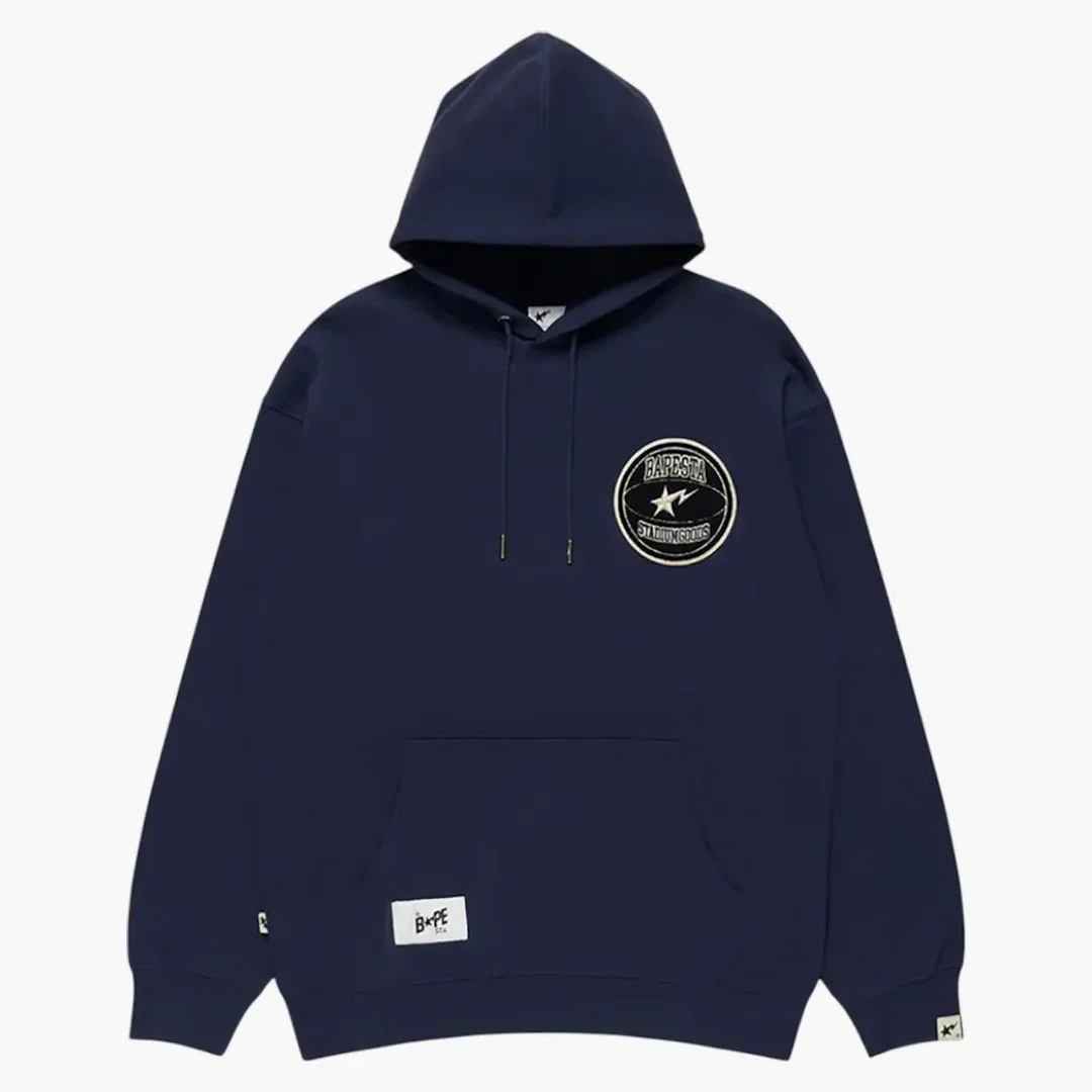 Bape X Stadium Goods Fleece Pullover Hoodie Navy - Image 2