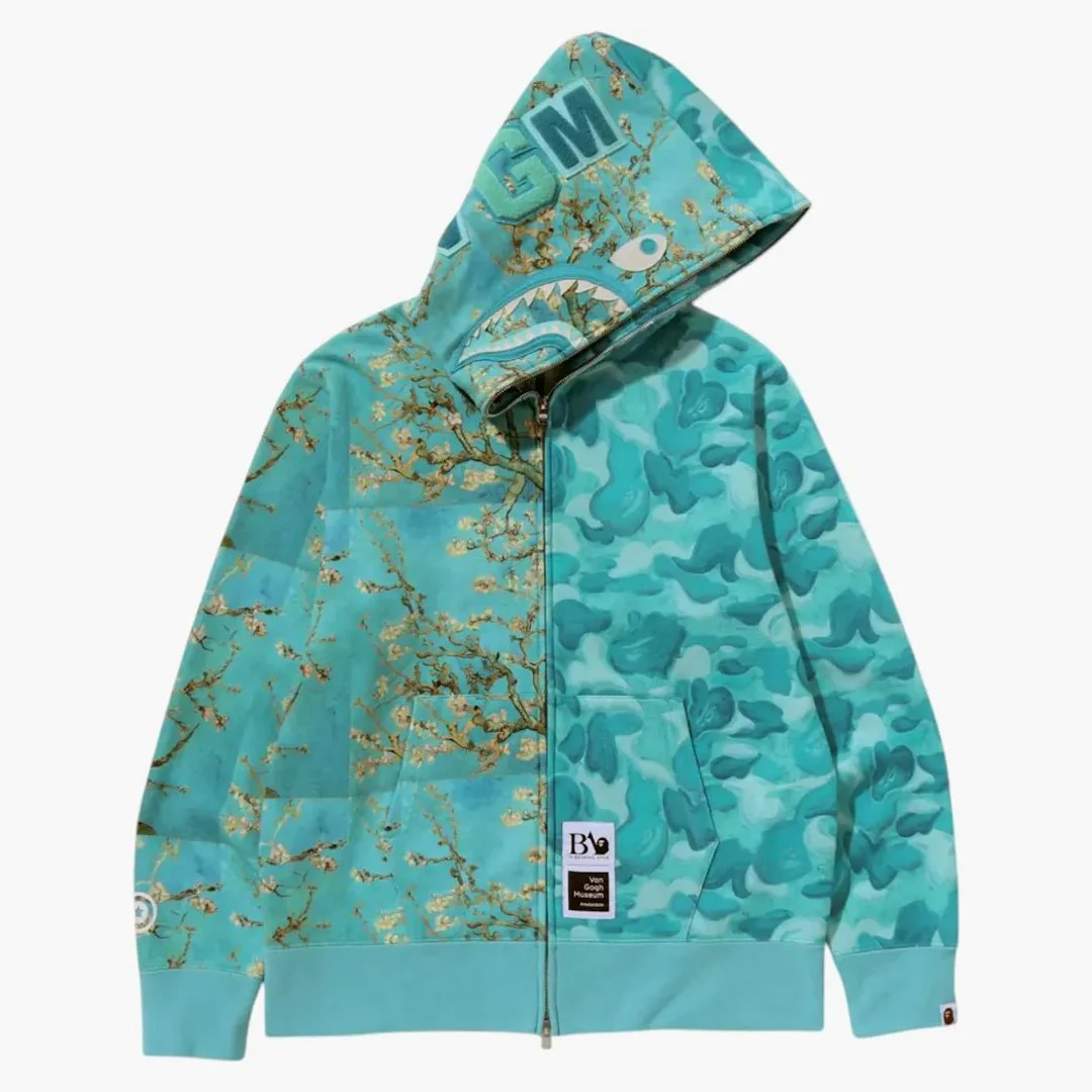 Bape X Van Gogh Museum Shark Full Zip Hoodie Sax