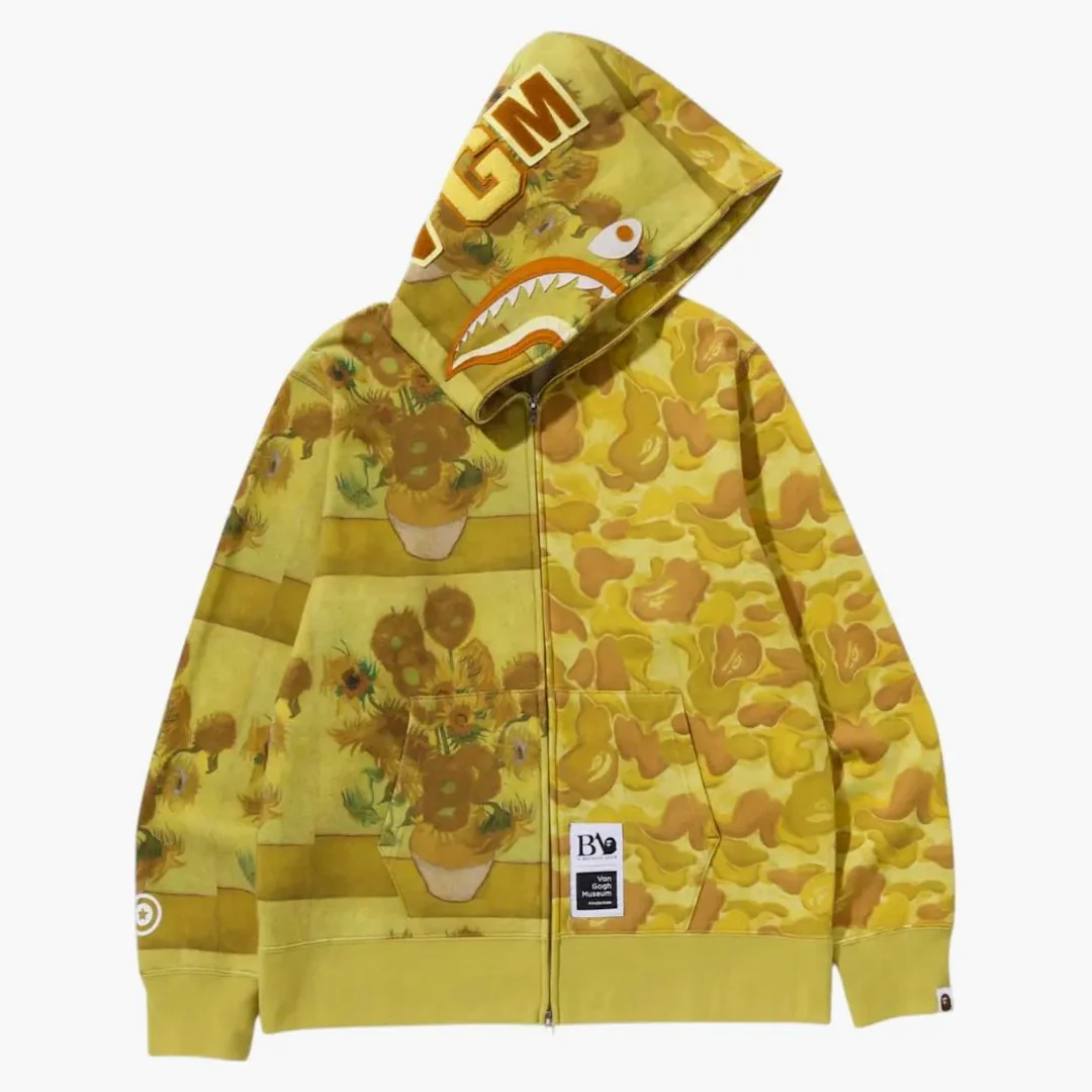 Bape X Van Gogh Museum Shark Full Zip Hoodie Yellow