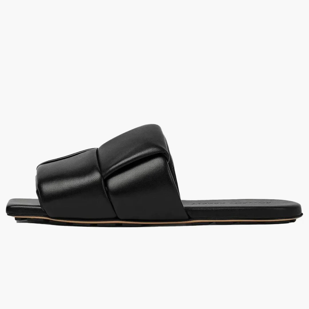 Bottega Veneta Flat Sandal Black Leather - Image 2