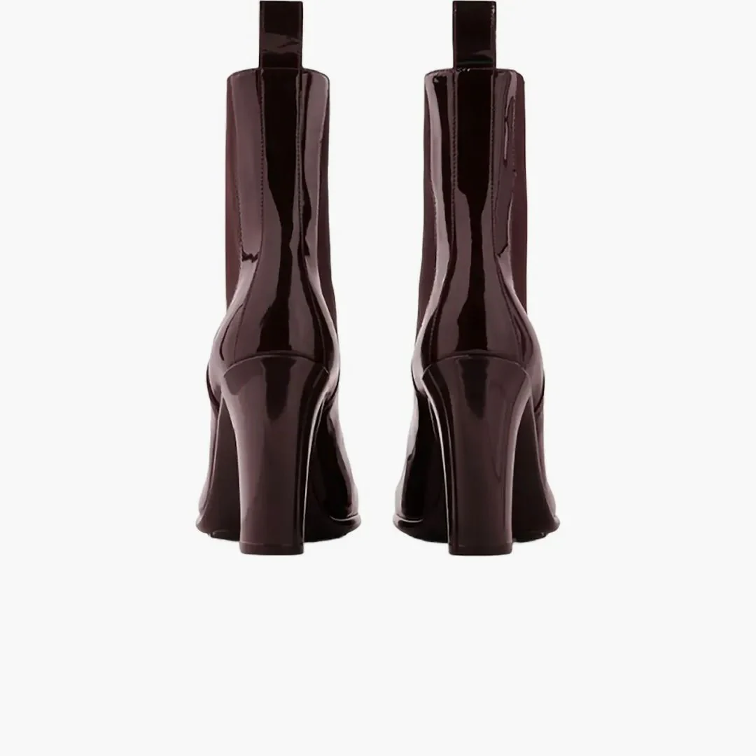 Bottega Veneta Patent Leather Ankle Boot Brown (women's)
