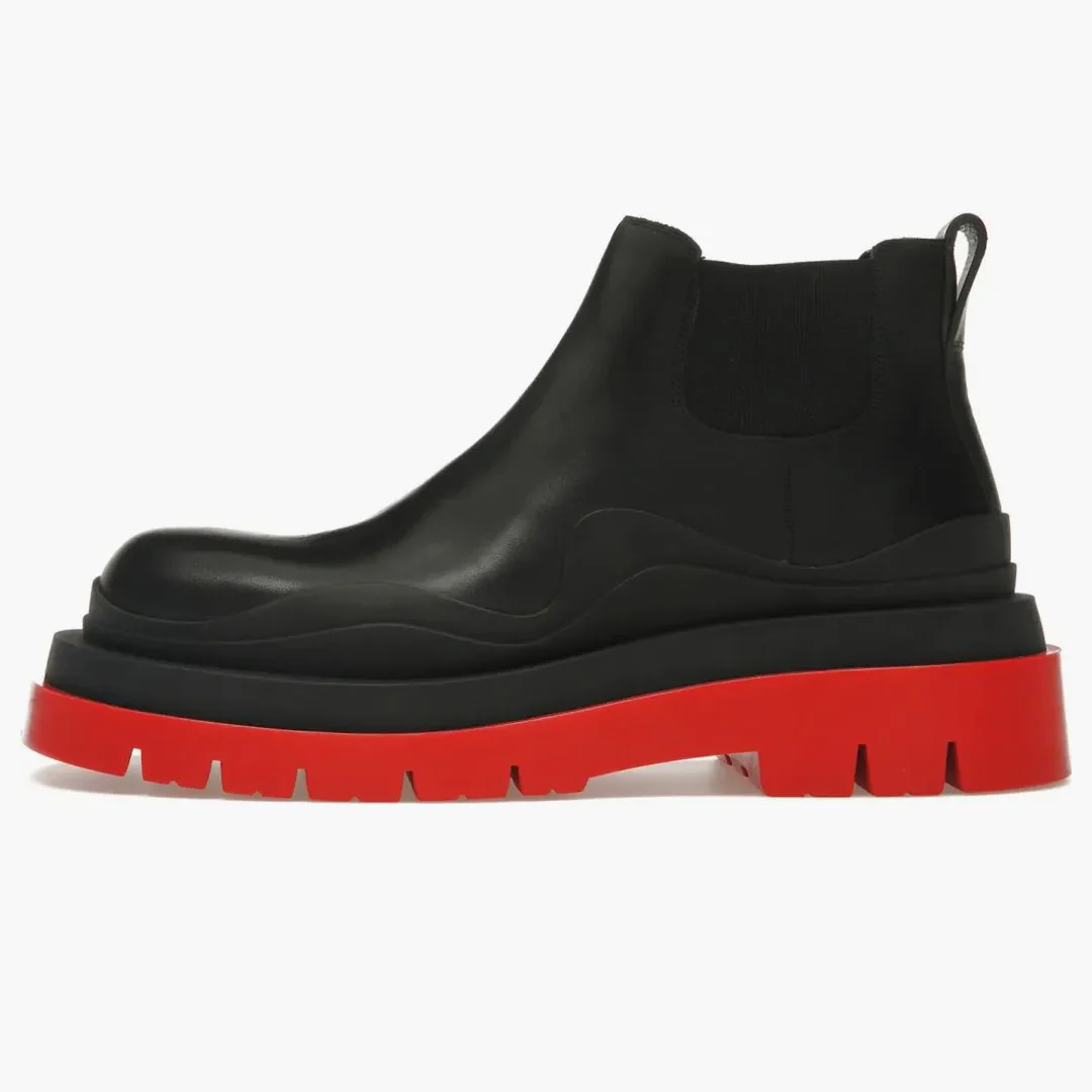 Bottega Veneta Tire Ankle Chelsea Boot Black Red (women's)