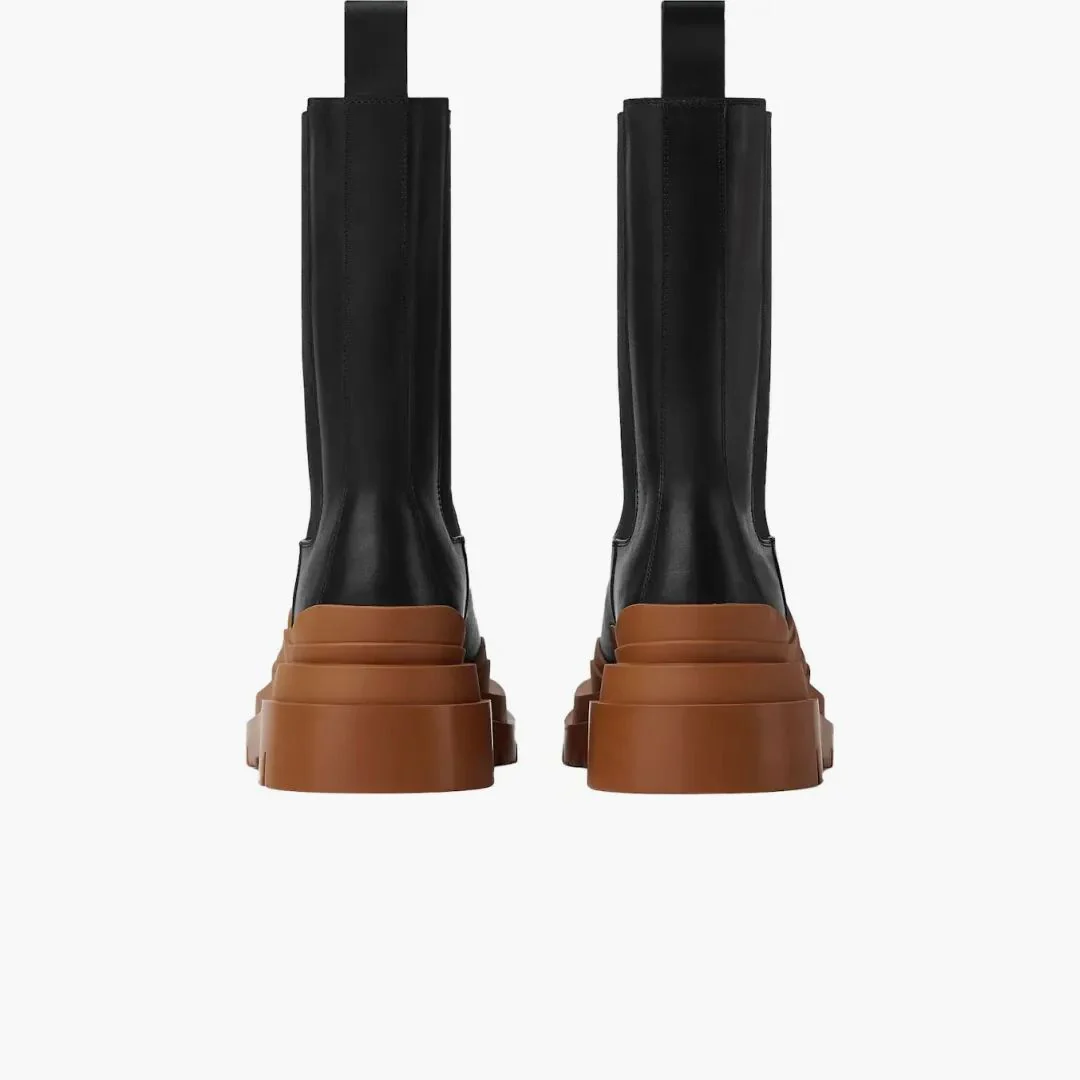 Bottega Veneta Tire Boots Black Cognac
