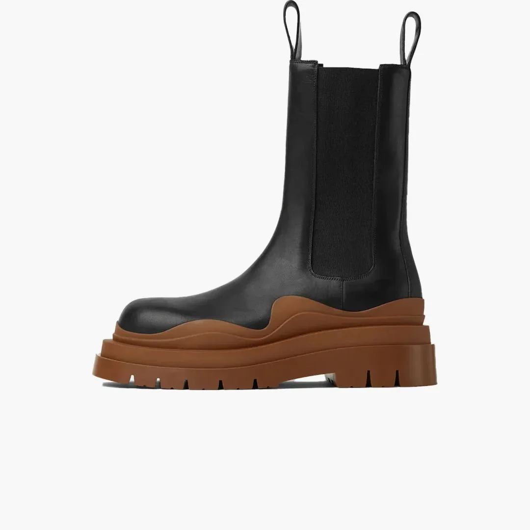 Bottega Veneta Tire Boots Black Cognac - Image 2