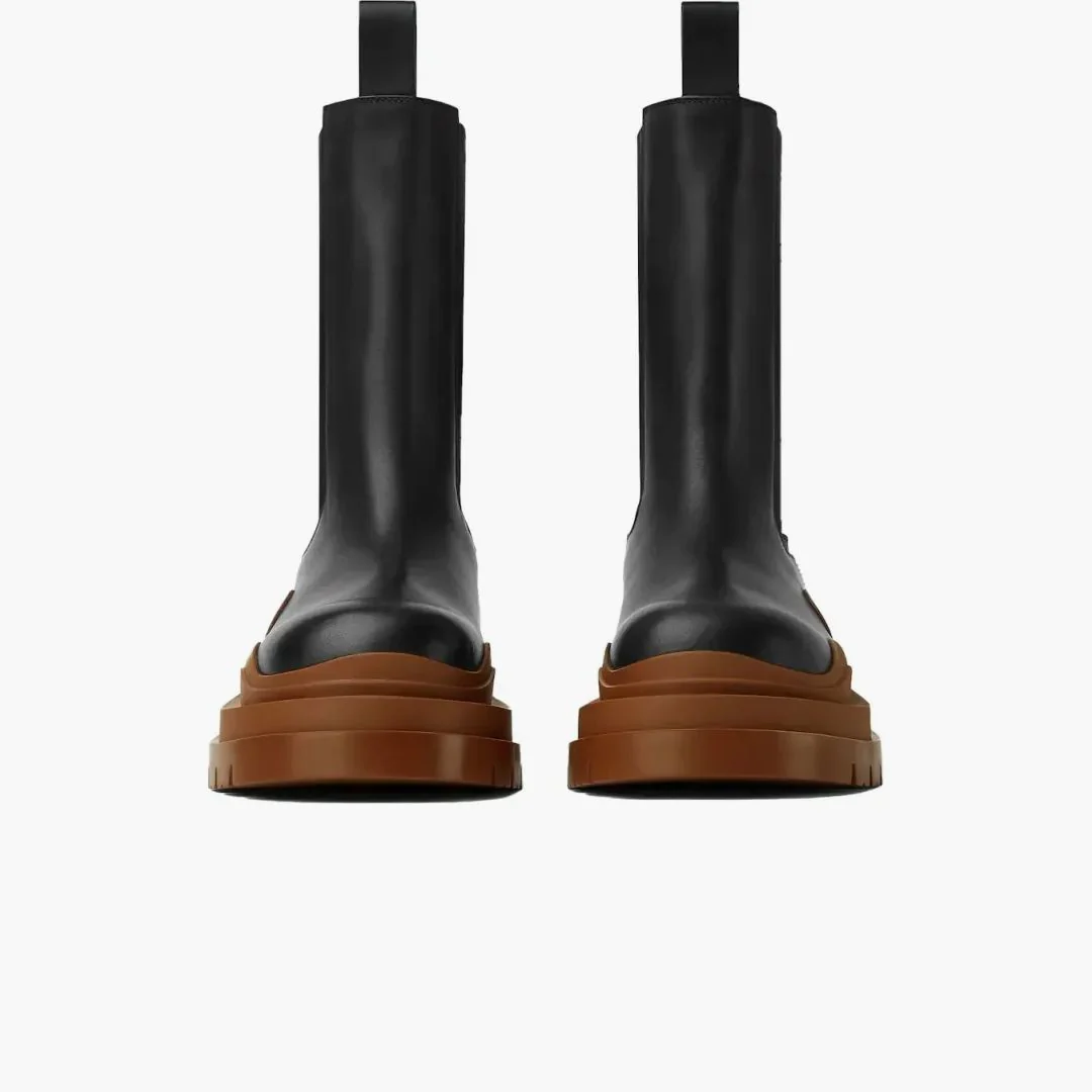 Bottega Veneta Tire Boots Black Cognac - Image 3