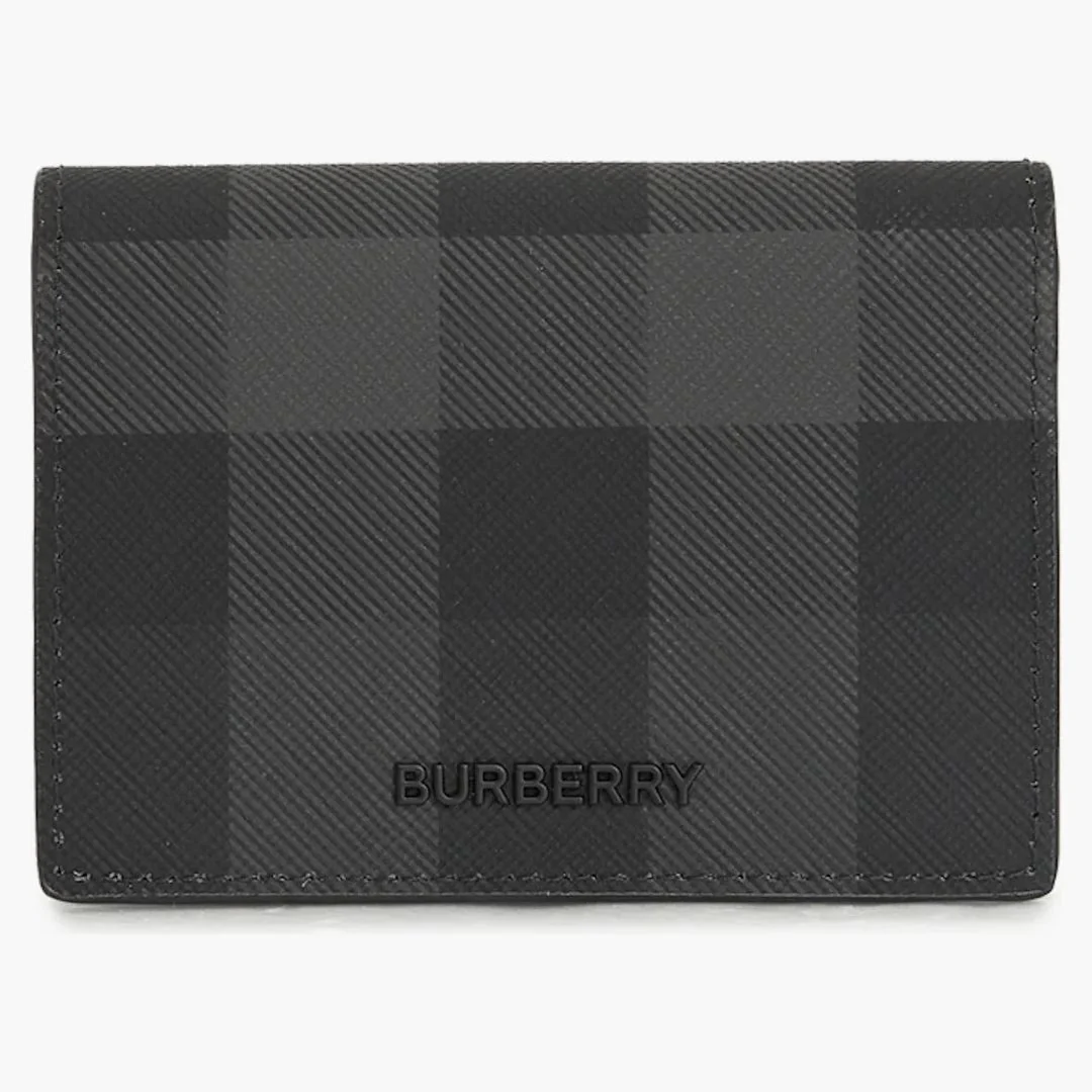 Burberry Check Card Holder Charcoal